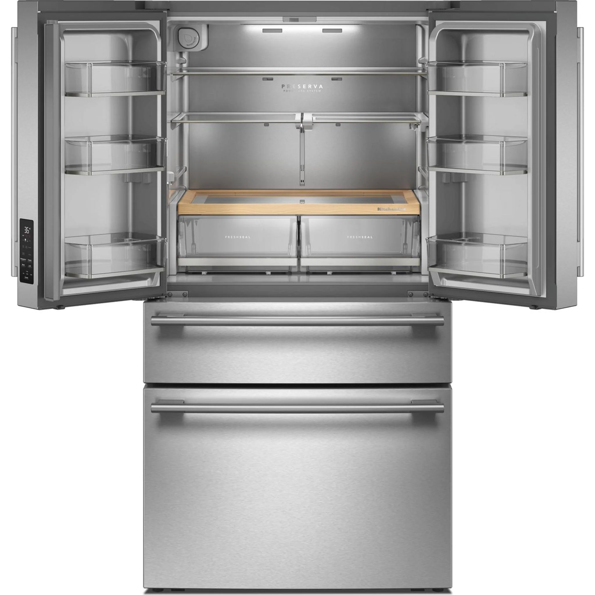 KitchenAid 30 Cu. Ft. French Door Refrigerator with Interior Water & Ice and FreshChill Refrigerated Drawer - PrintShield Stainless (KRMF336SPS) - Image 14