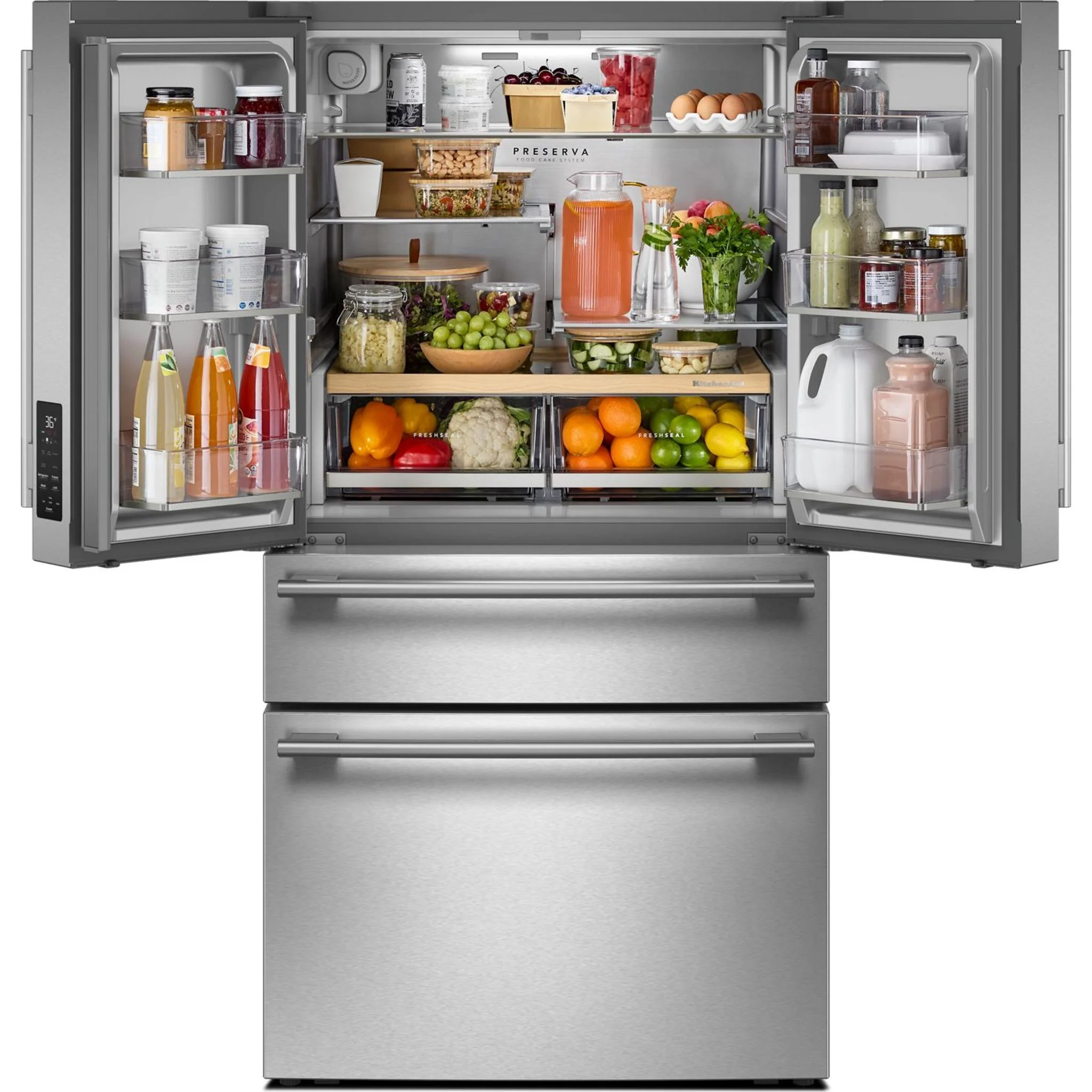 KitchenAid 30 Cu. Ft. French Door Refrigerator with Interior Water & Ice and FreshChill Refrigerated Drawer - PrintShield Stainless (KRMF336SPS) - Image 16