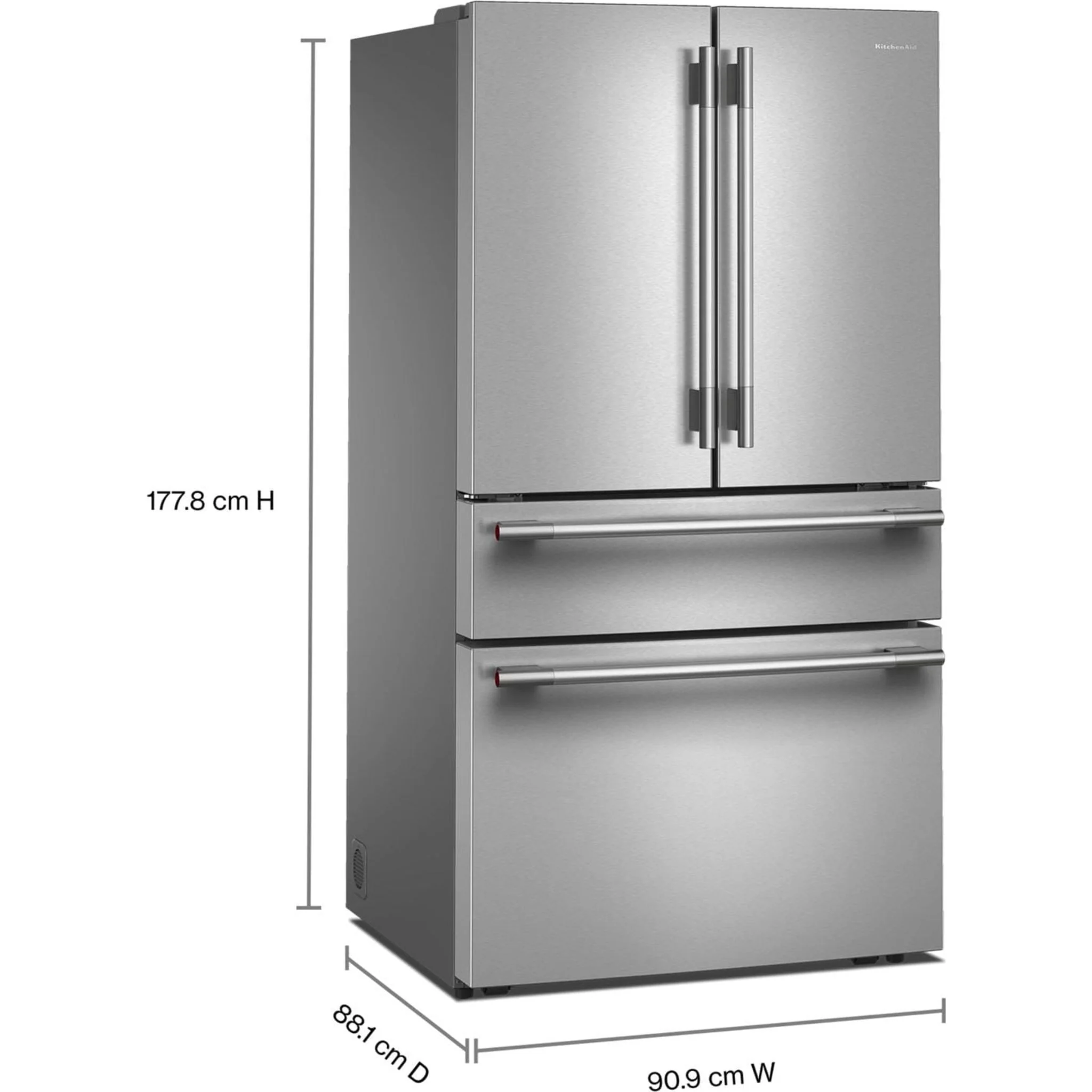 KitchenAid 30 Cu. Ft. French Door Refrigerator with Interior Water & Ice and FreshChill Refrigerated Drawer - PrintShield Stainless (KRMF336SPS) - Image 3