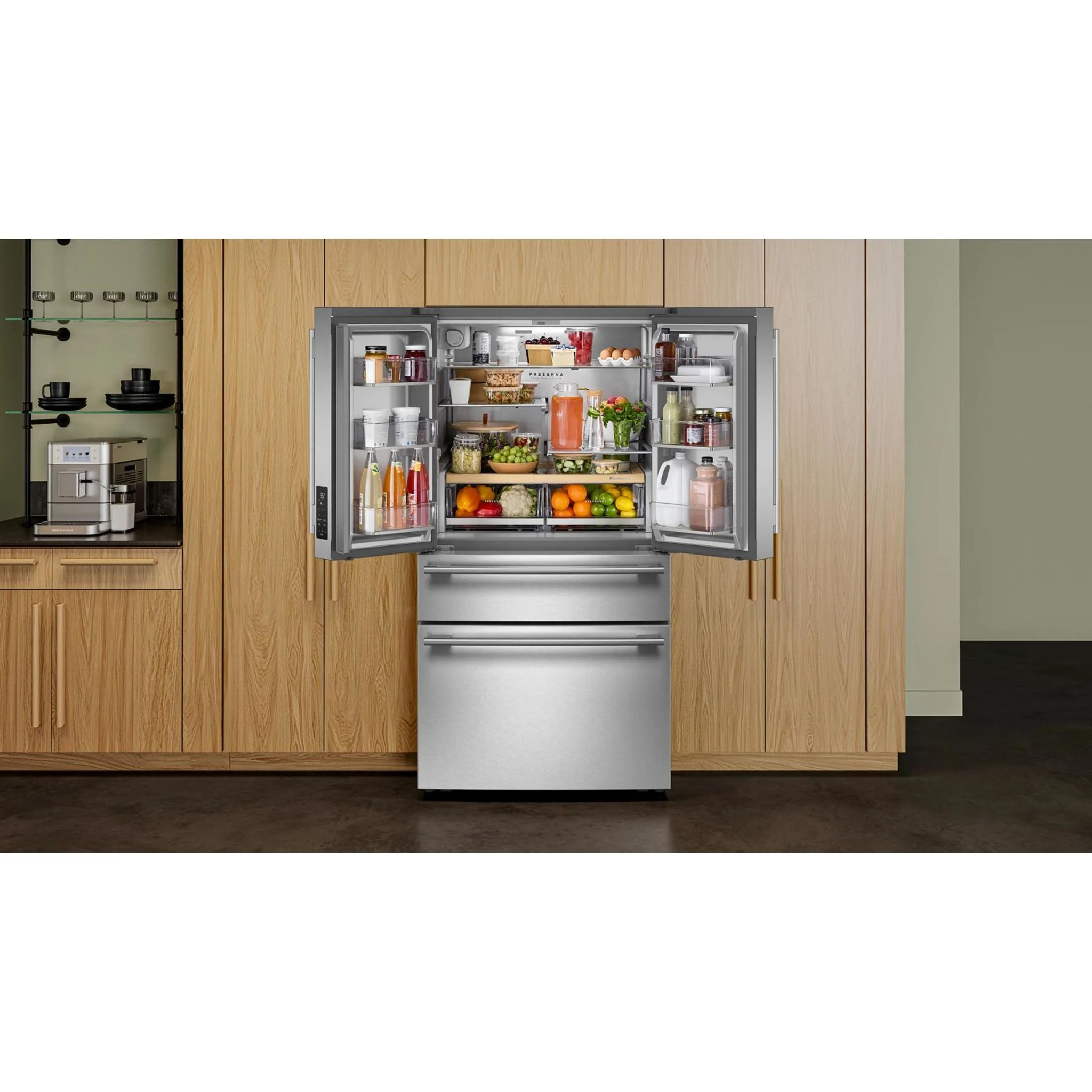 KitchenAid 30 Cu. Ft. French Door Refrigerator with Interior Water & Ice and FreshChill Refrigerated Drawer - PrintShield Stainless (KRMF336SPS) - Image 7