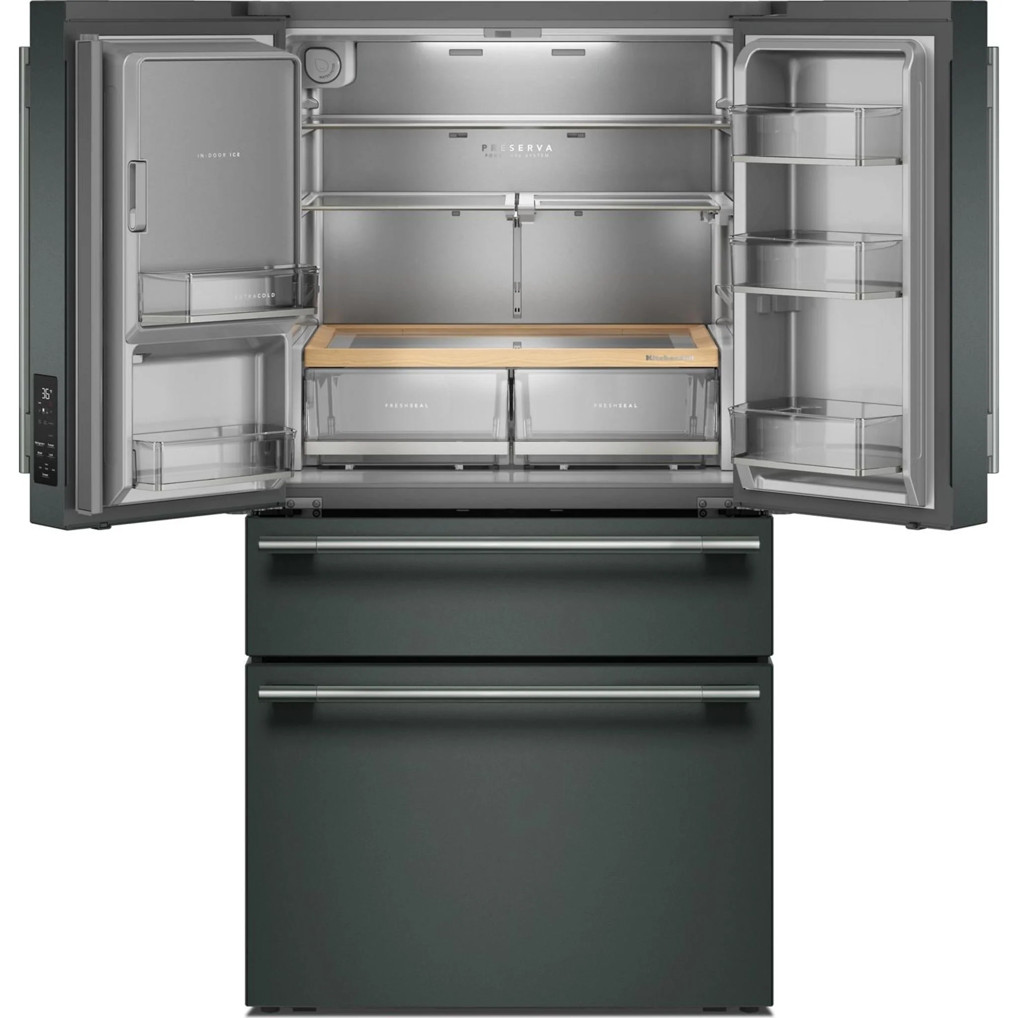 KitchenAid 29 cu. ft. French Door Refrigerator with Exterior Water and Ice and FreshChillFull-Width Refrigerated Drawer - Juniper (KRMF436SJP) - Image 15