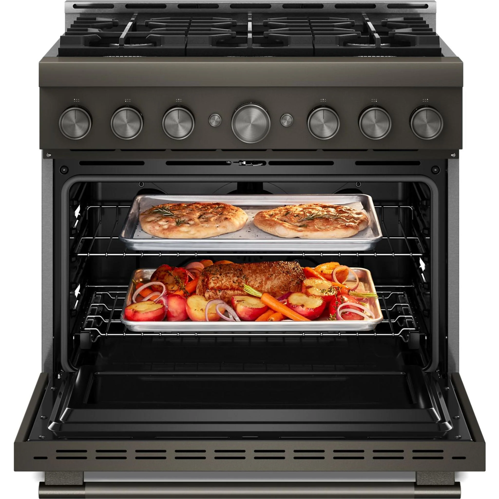 KitchenAid 36-Inch 6 Burner Commercial-Style Gas Range with No Preheat Air Fry Mode -Black Ore (KFGS936SBE) - Image 6