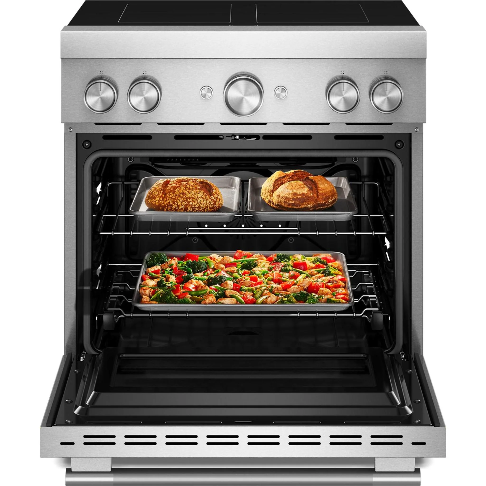 KitchenAid 30-Inch 4-Element Induction Freestanding Commercial-Style Range with Air Fry -Stainless Steel (KFIS930SSS) - Image 2
