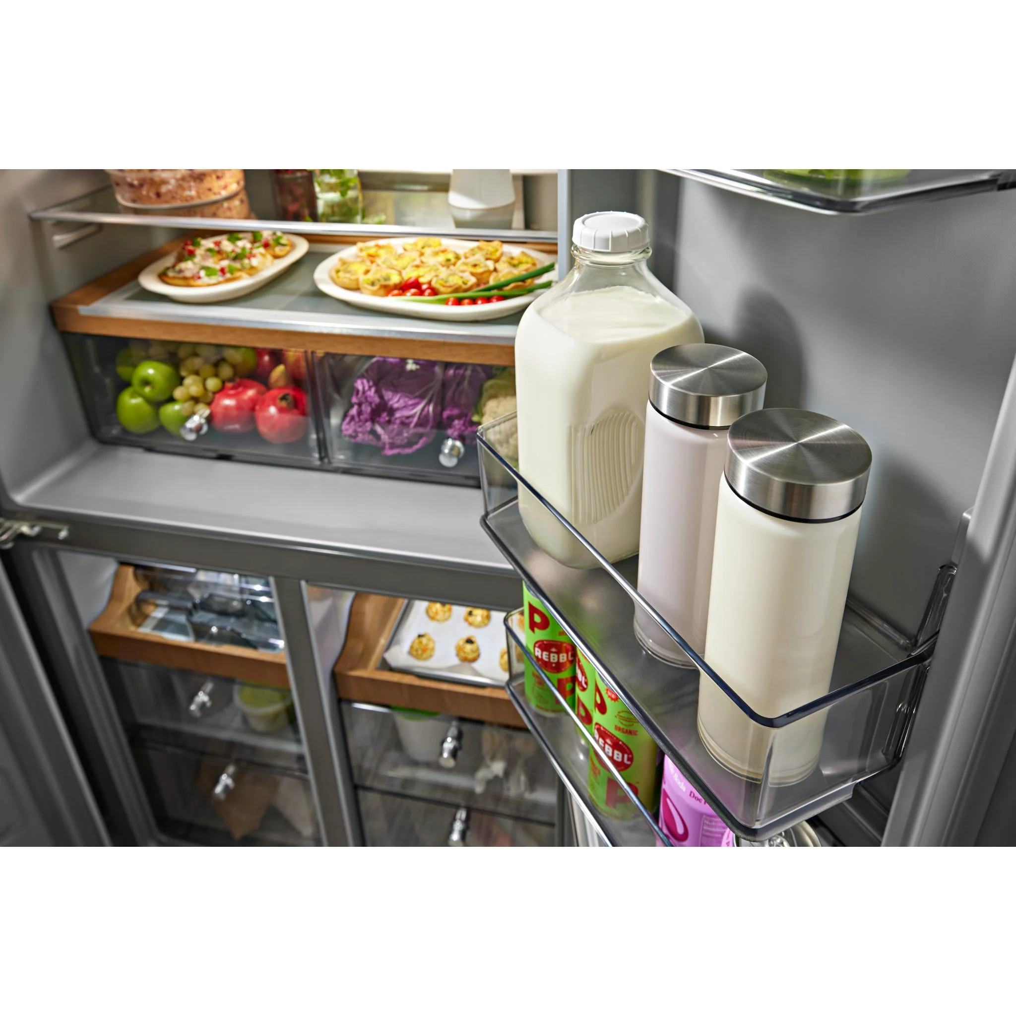 KitchenAid 19.4 cu. ft. 36-inch wide Counter-Depth 4-Door Refrigerator with PrintShieldFinish -PrintShield™ Stainless Finish (KRQC506MPS) - Image 15