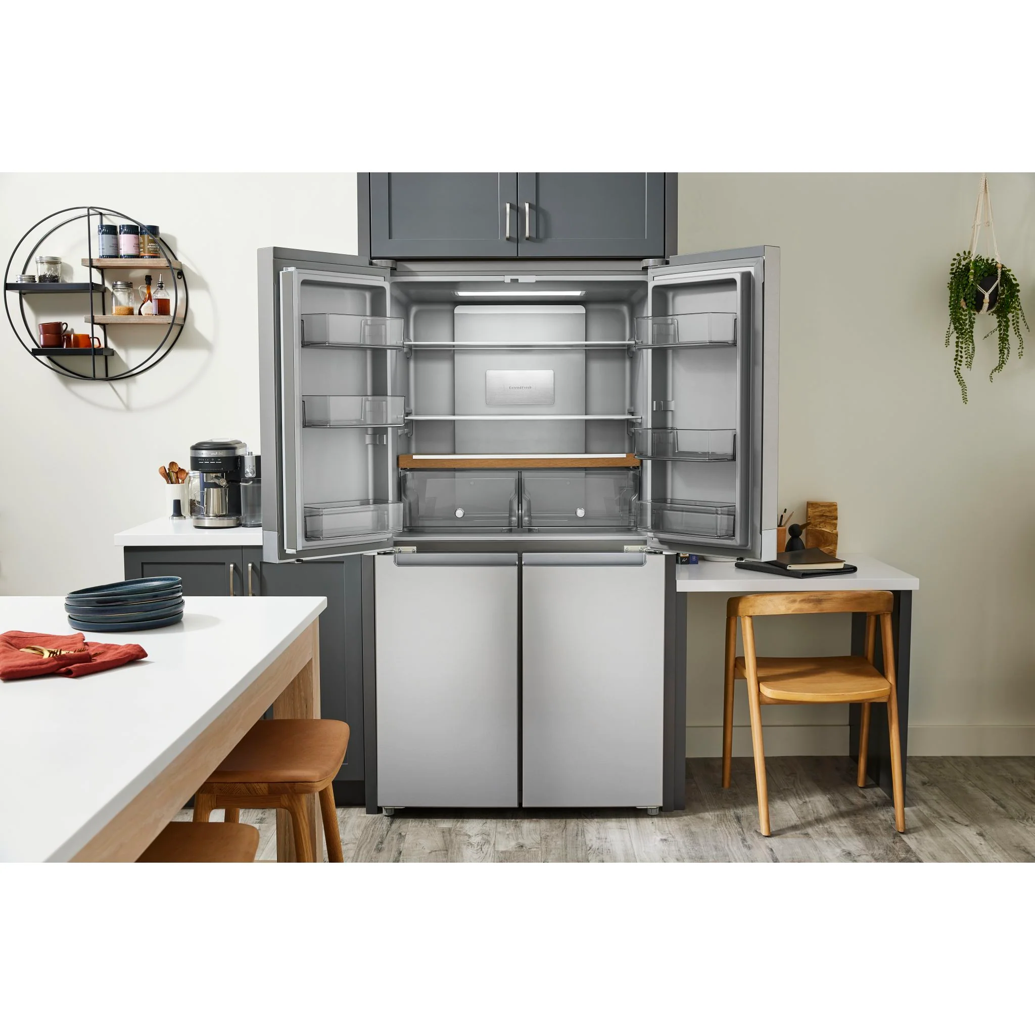KitchenAid 19.4 cu. ft. 36-inch wide Counter-Depth 4-Door Refrigerator with PrintShieldFinish -PrintShield™ Stainless Finish (KRQC506MPS) - Image 8