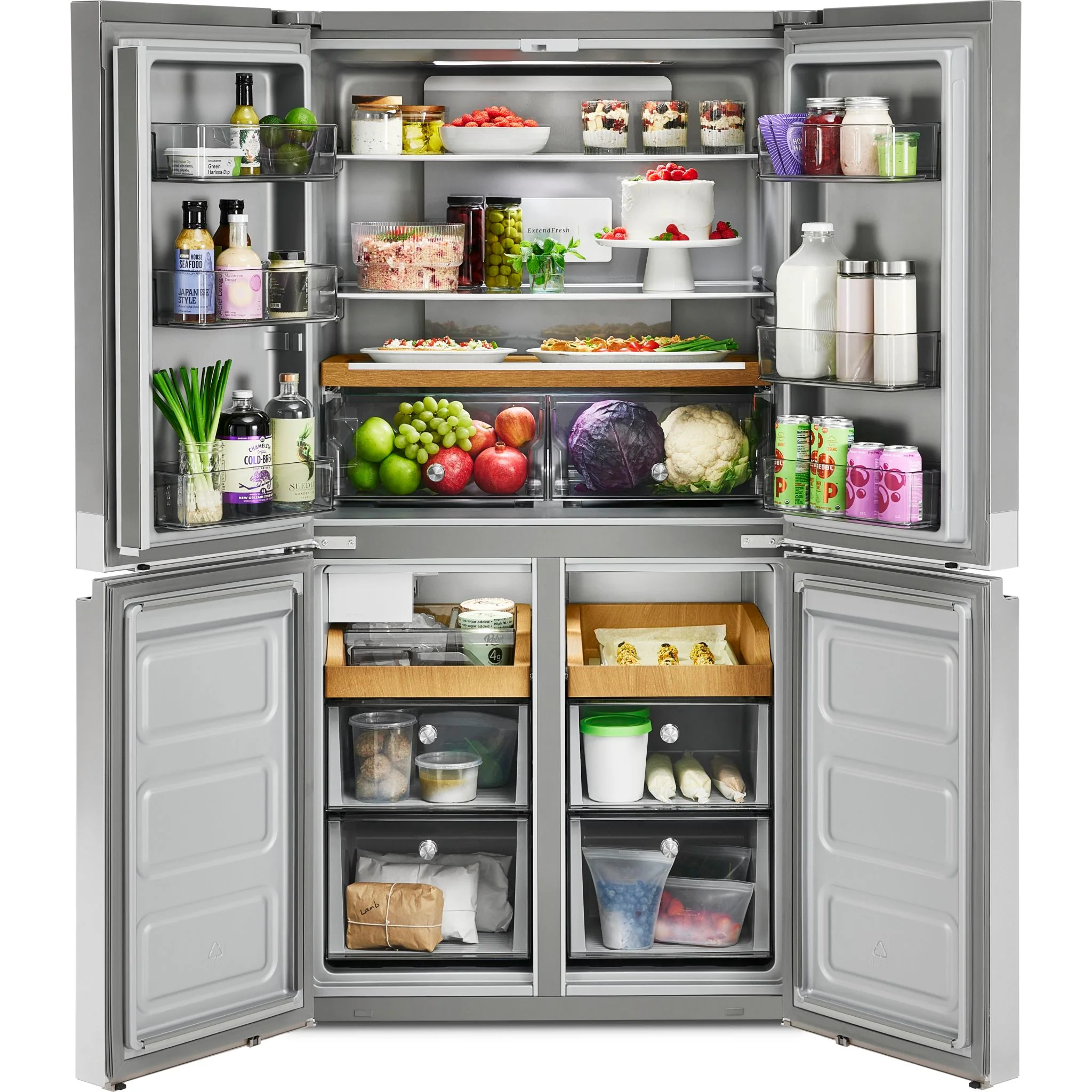 KitchenAid 19.4 cu. ft. 36-inch wide Counter-Depth 4-Door Refrigerator with PrintShieldFinish -PrintShield™ Stainless Finish (KRQC506MPS) - Image 9