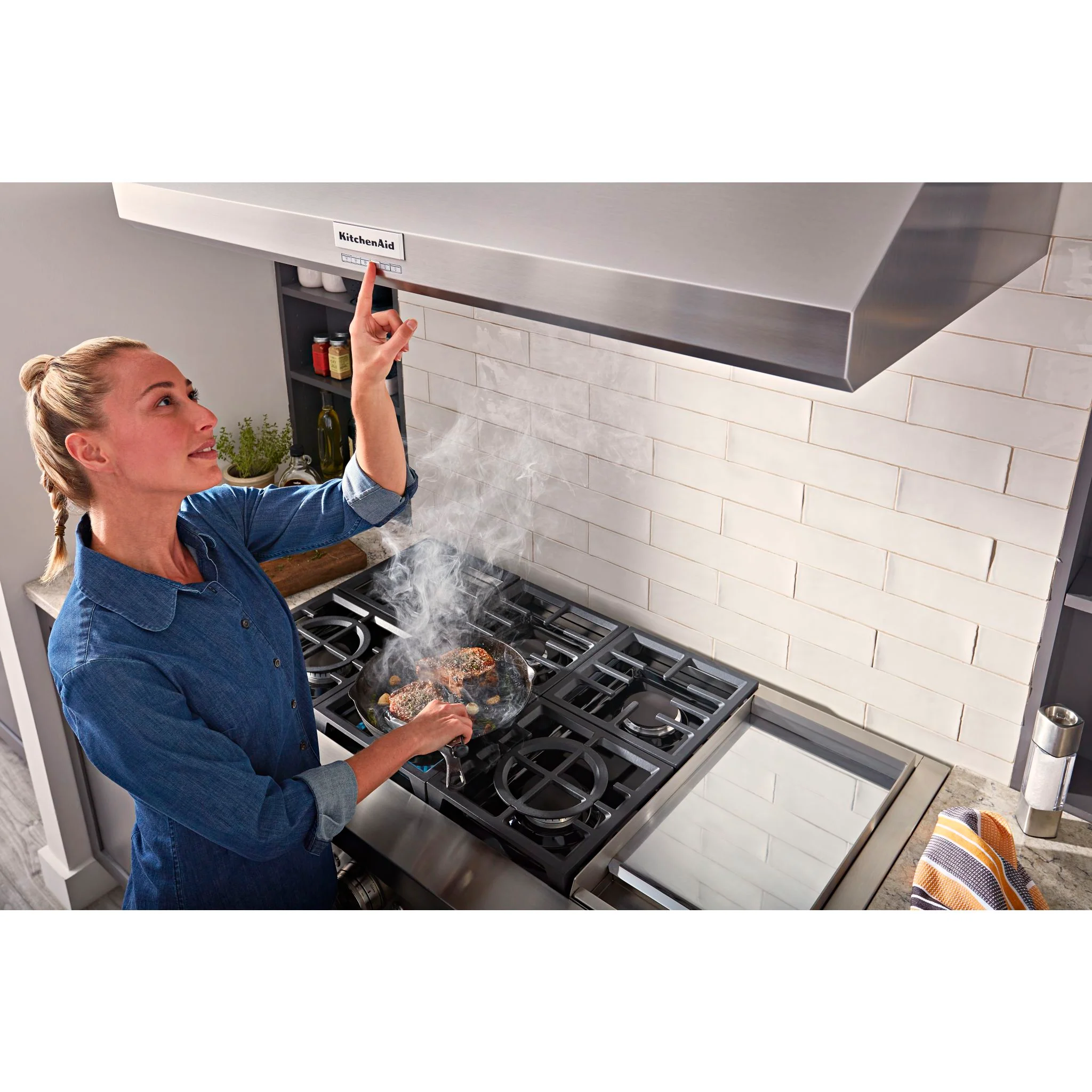 KitchenAid 48'' 585 or 1170 CFM Motor Class Commercial-Style Wall-Mount Canopy Range Hood -Stainless Steel (KVWC958KSS) - Image 2