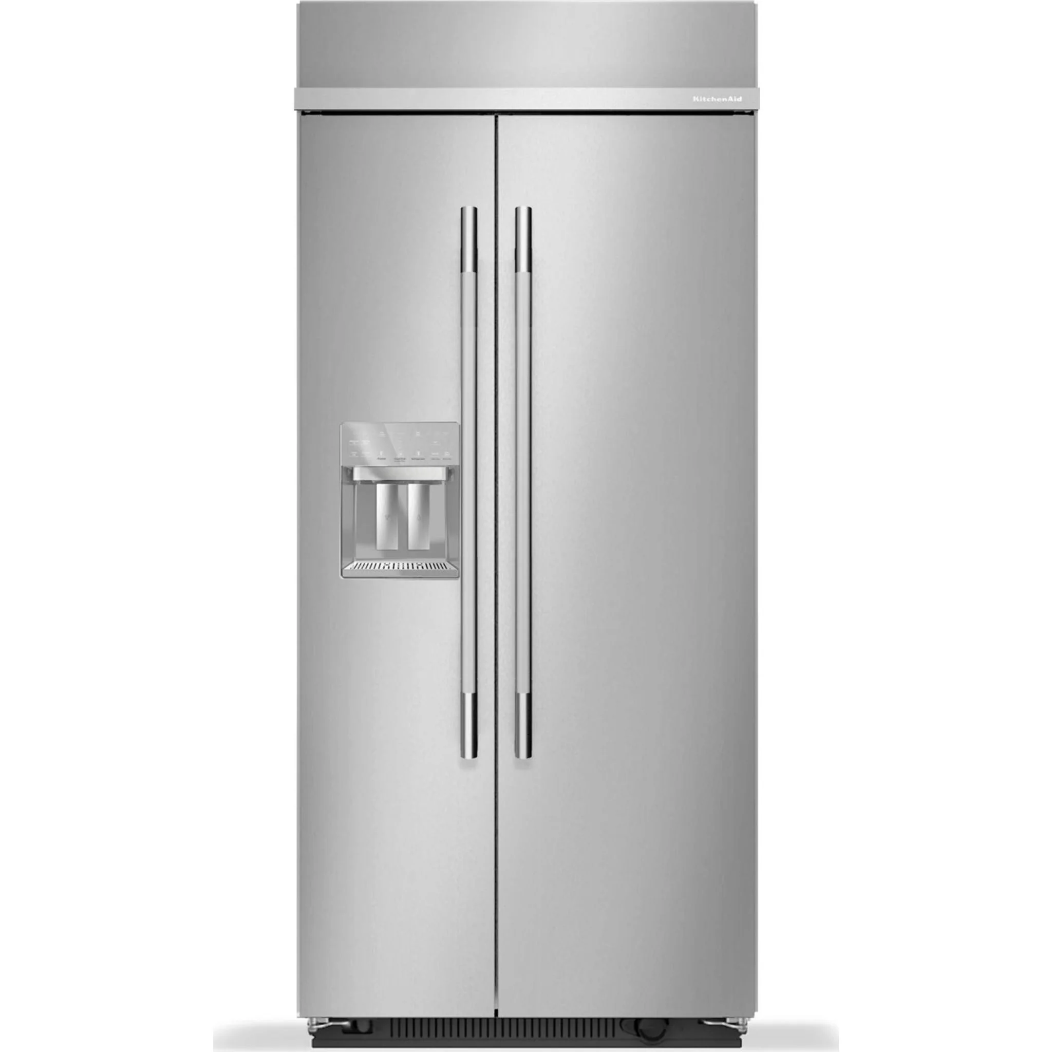 KitchenAid 20.8 Cu. Ft. 36" Built-In Side-by-Side Refrigerator with Exterior Water & Ice Dispenser - PrintShield Stainless Steel (KBSD736SPS)