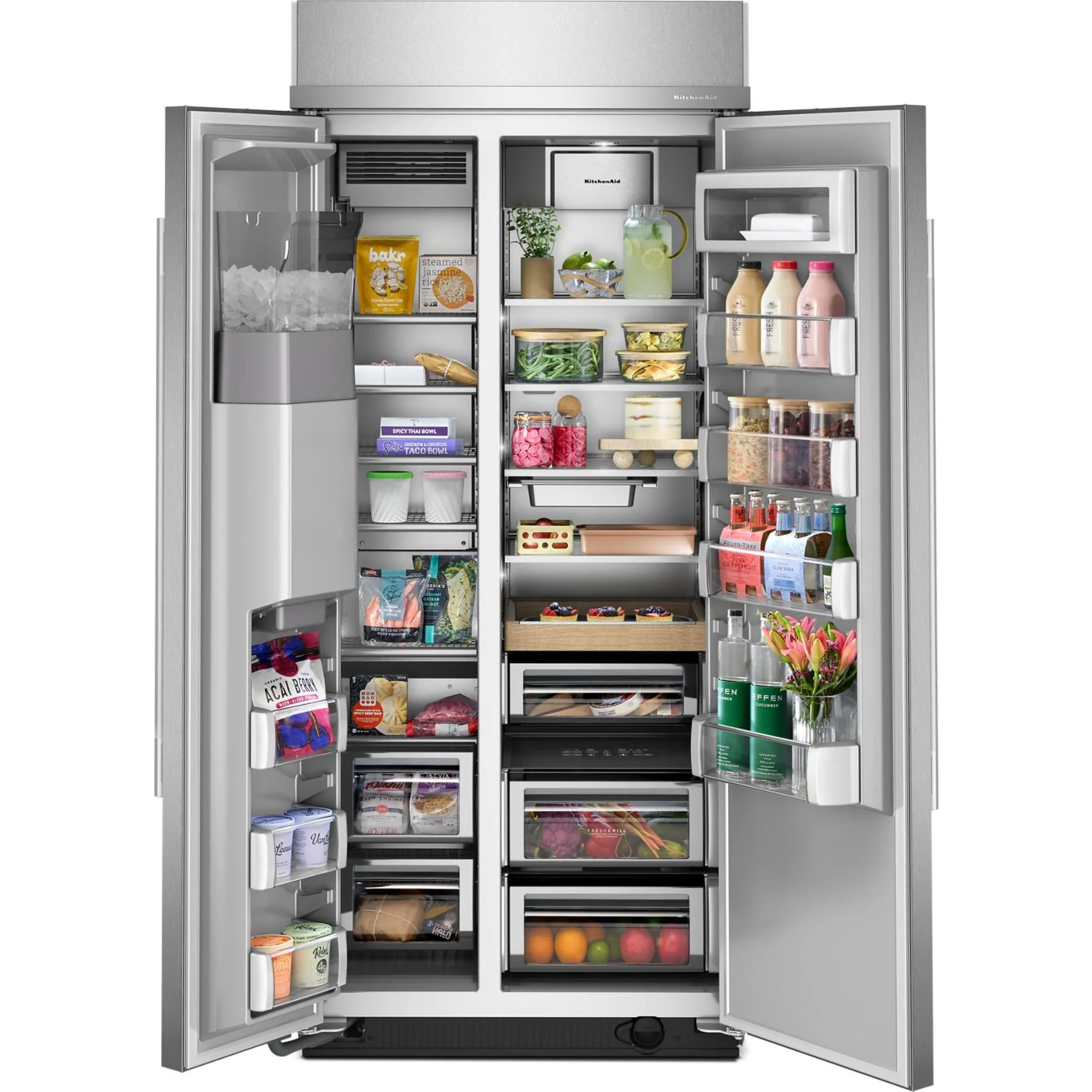 KitchenAid 20.8 Cu. Ft. 36" Built-In Side-by-Side Refrigerator with Exterior Water & Ice Dispenser - PrintShield Stainless Steel (KBSD736SPS) - Image 19