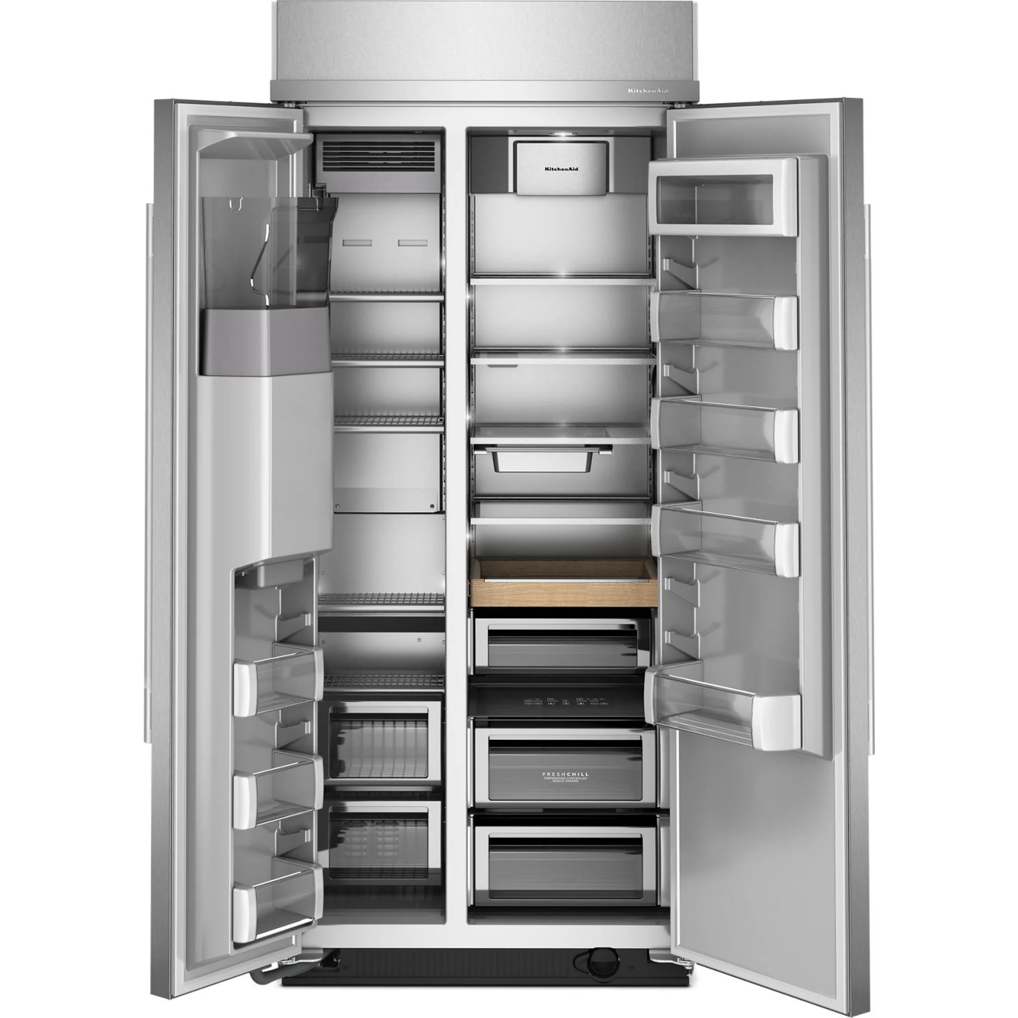 KitchenAid 20.8 Cu. Ft. 36" Built-In Side-by-Side Refrigerator with Exterior Water & Ice Dispenser - PrintShield Stainless Steel (KBSD736SPS) - Image 2