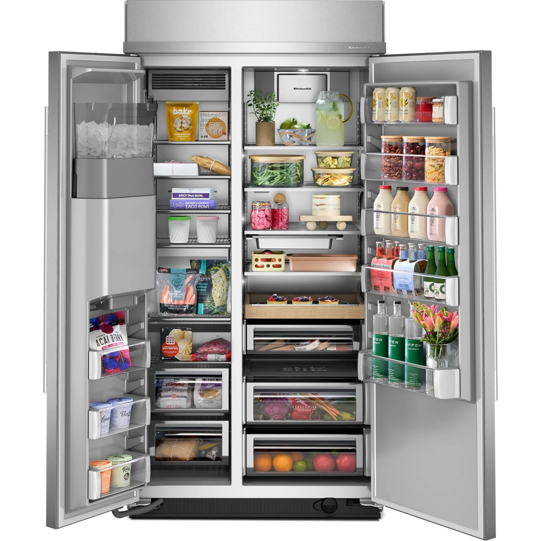 KitchenAid 25.1 Cu. Ft. 42" Built-In Side-by-Side Refrigerator with Exterior Water & Ice Dispenser - PrintShield Stainless Steel (KBSD742SPS) - Image 4