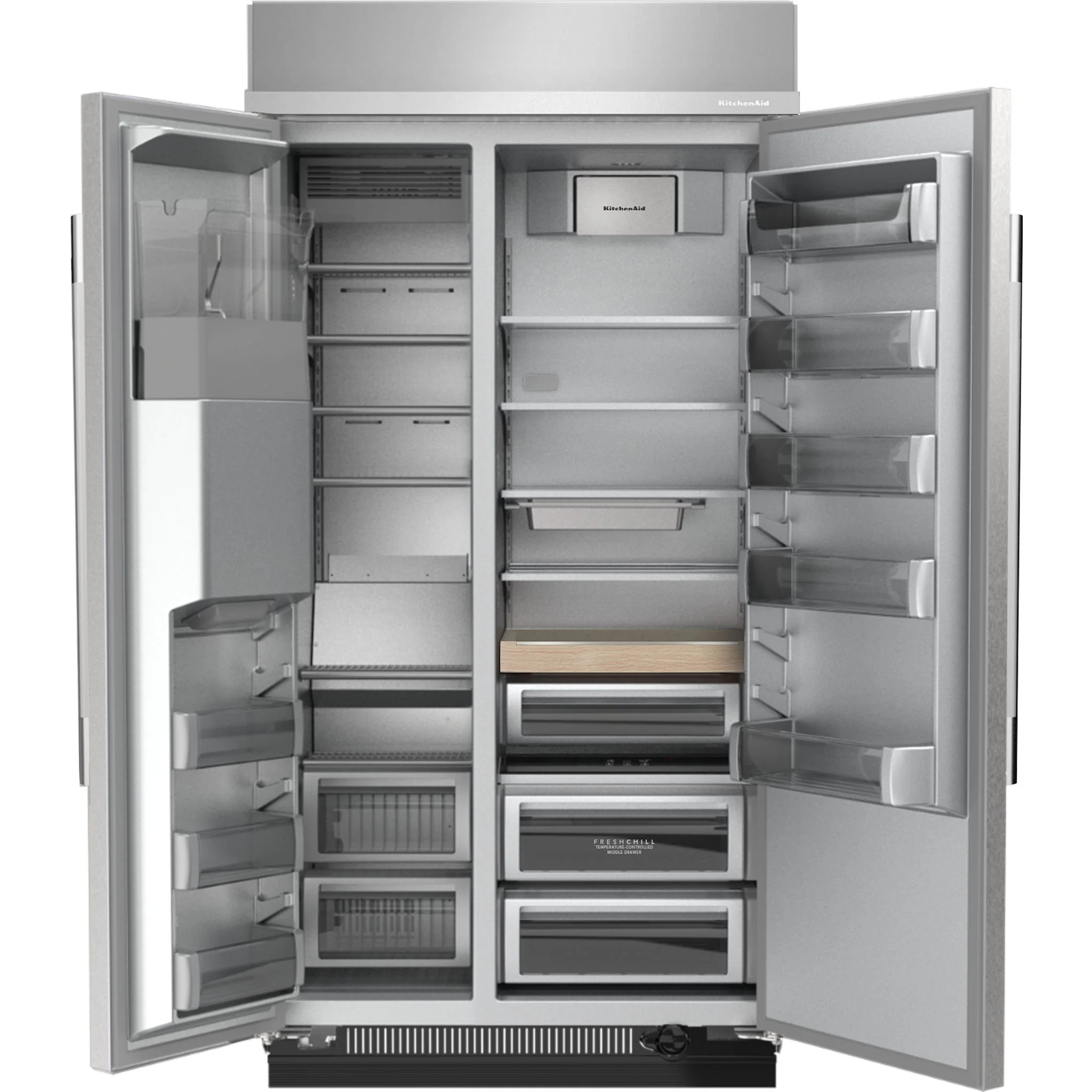 KitchenAid 29.4 Cu. Ft. 48" Built-In Side-by-Side Refrigerator with Exterior Water & Ice Dispenser - PrintShield Stainless Steel (KBSD748SPS) - Image 2