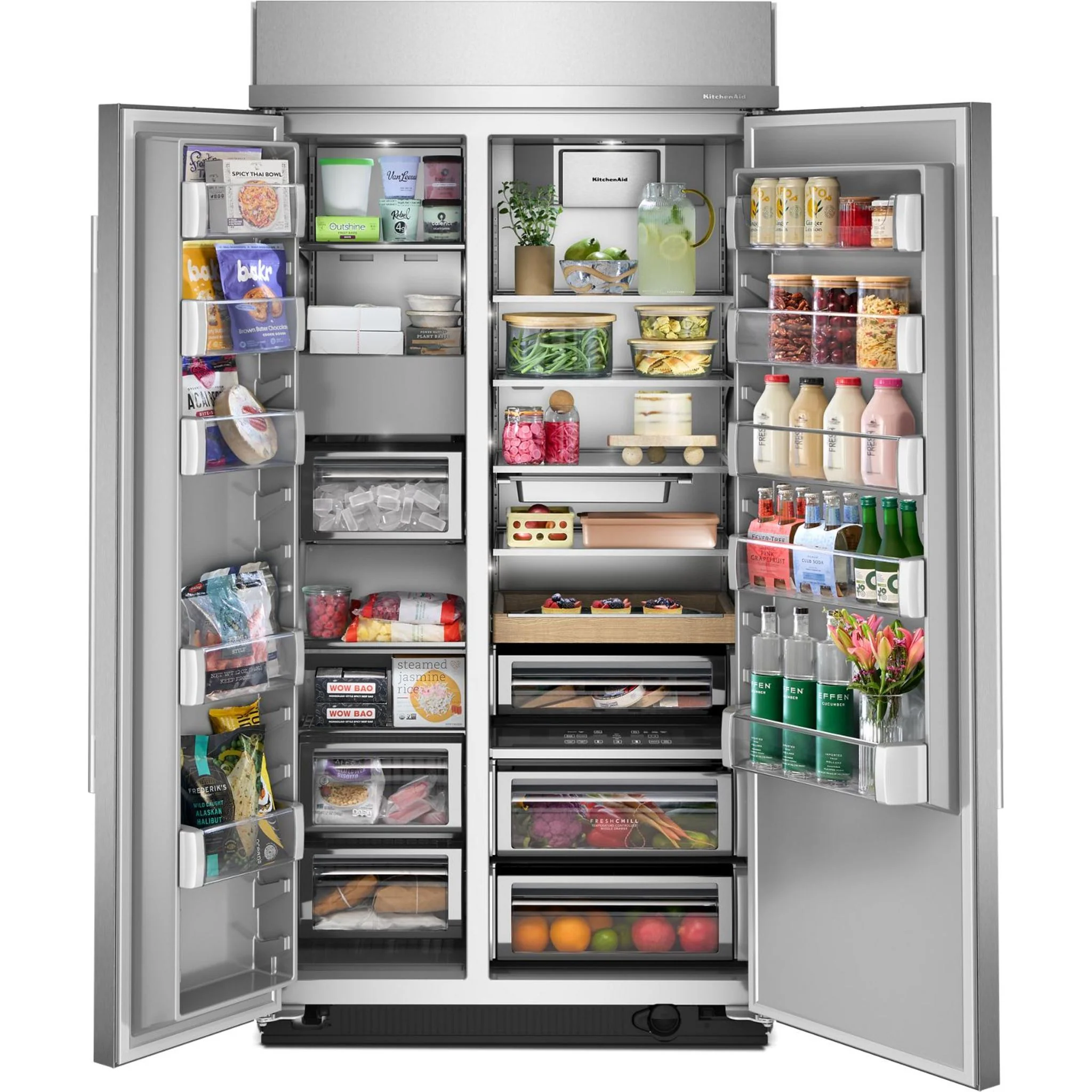 KitchenAid 25.5 Cu. Ft. 42" Built-In Side-by-Side Refrigerator with Platinum Interior - Stainless Steel with PrintShield™ Finish (KBSN742SPS) - Image 6