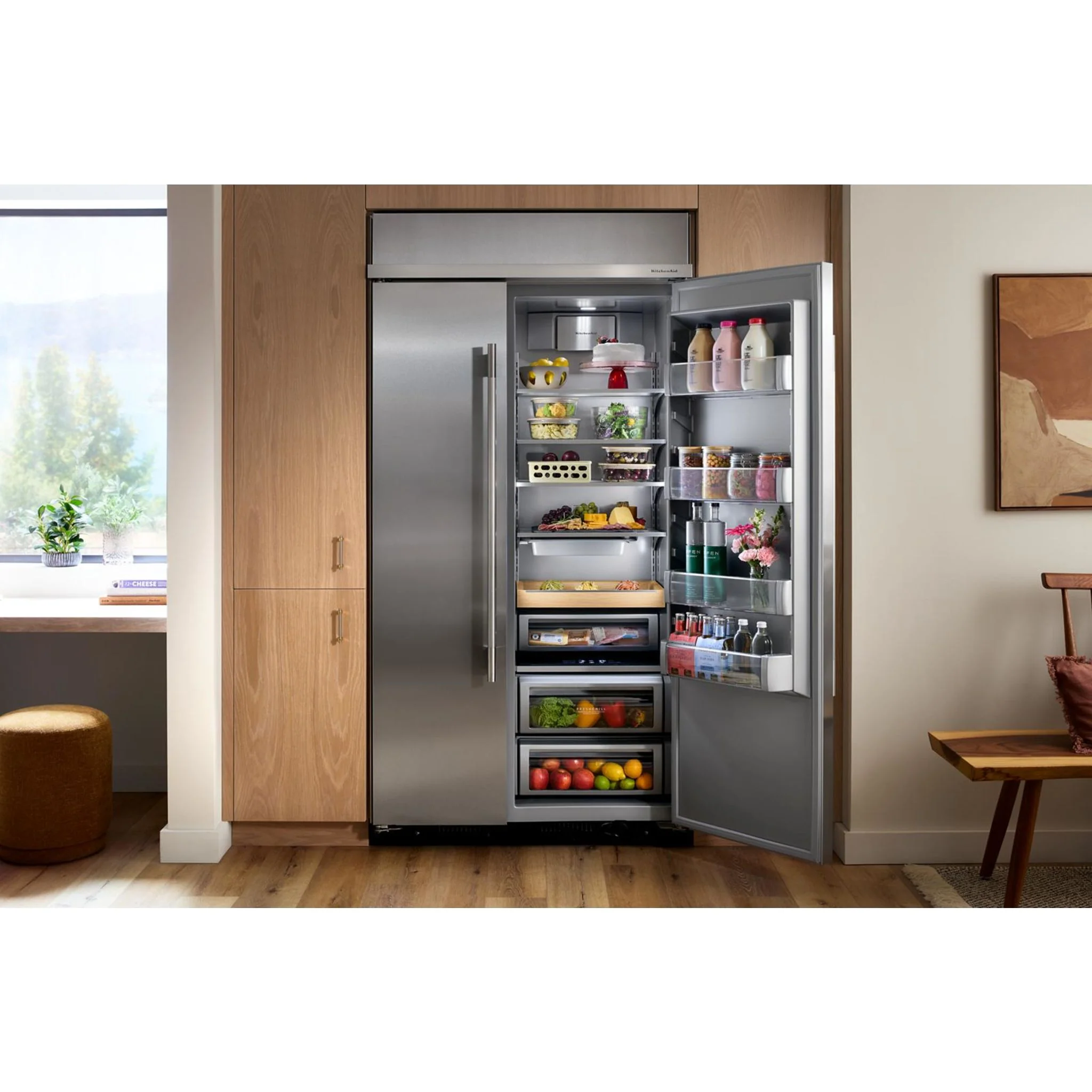 KitchenAid 25.5 Cu. Ft. 42" Built-In Side-by-Side Refrigerator with Platinum Interior - Stainless Steel with PrintShield™ Finish (KBSN742SPS) - Image 8