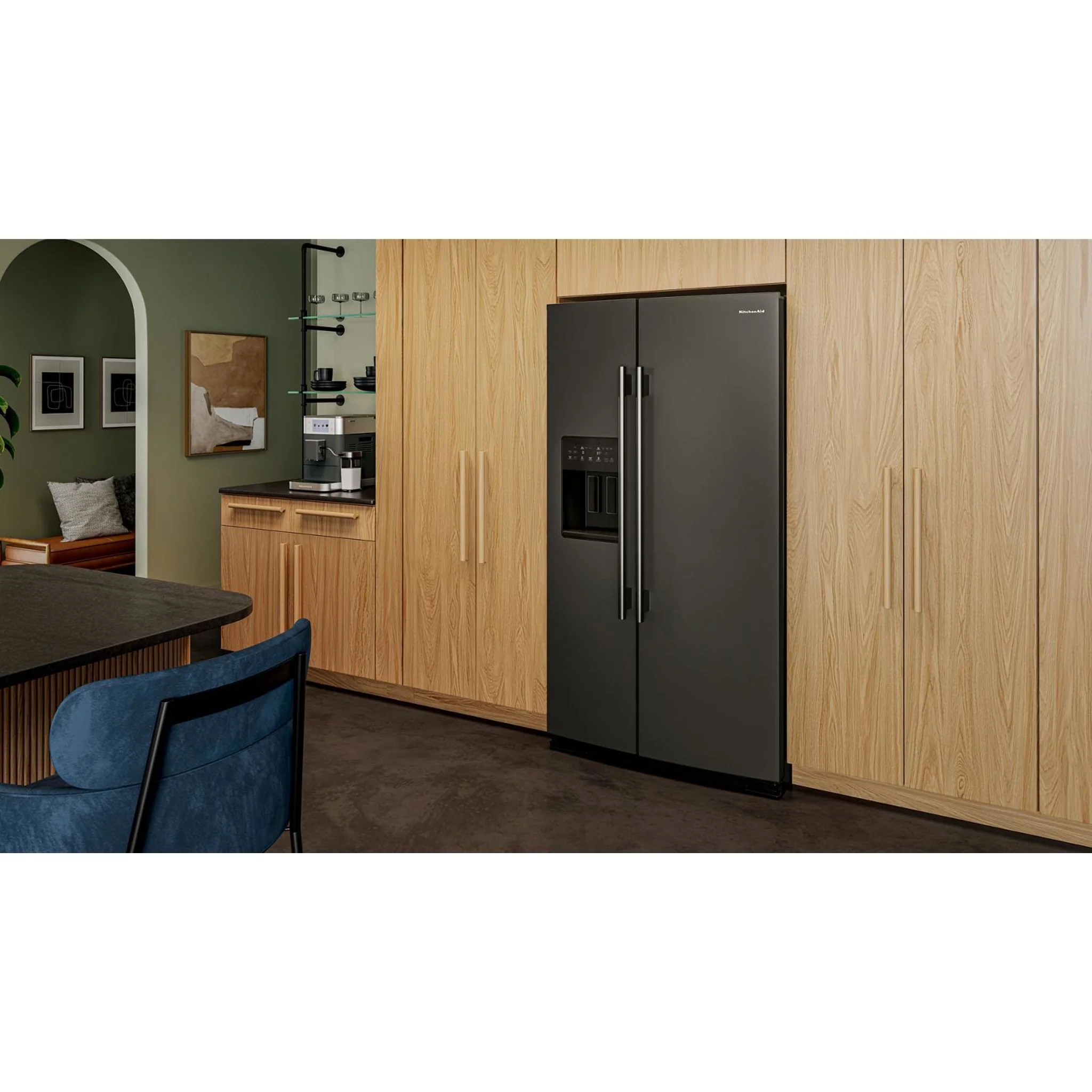 KitchenAid 20.8 Cu. Ft. Counter-Depth Side-by-Side Refrigerator with Exterior Ice and Water Dispenser in Black Ore -Black Ore (KRSC536RBE) - Image 8