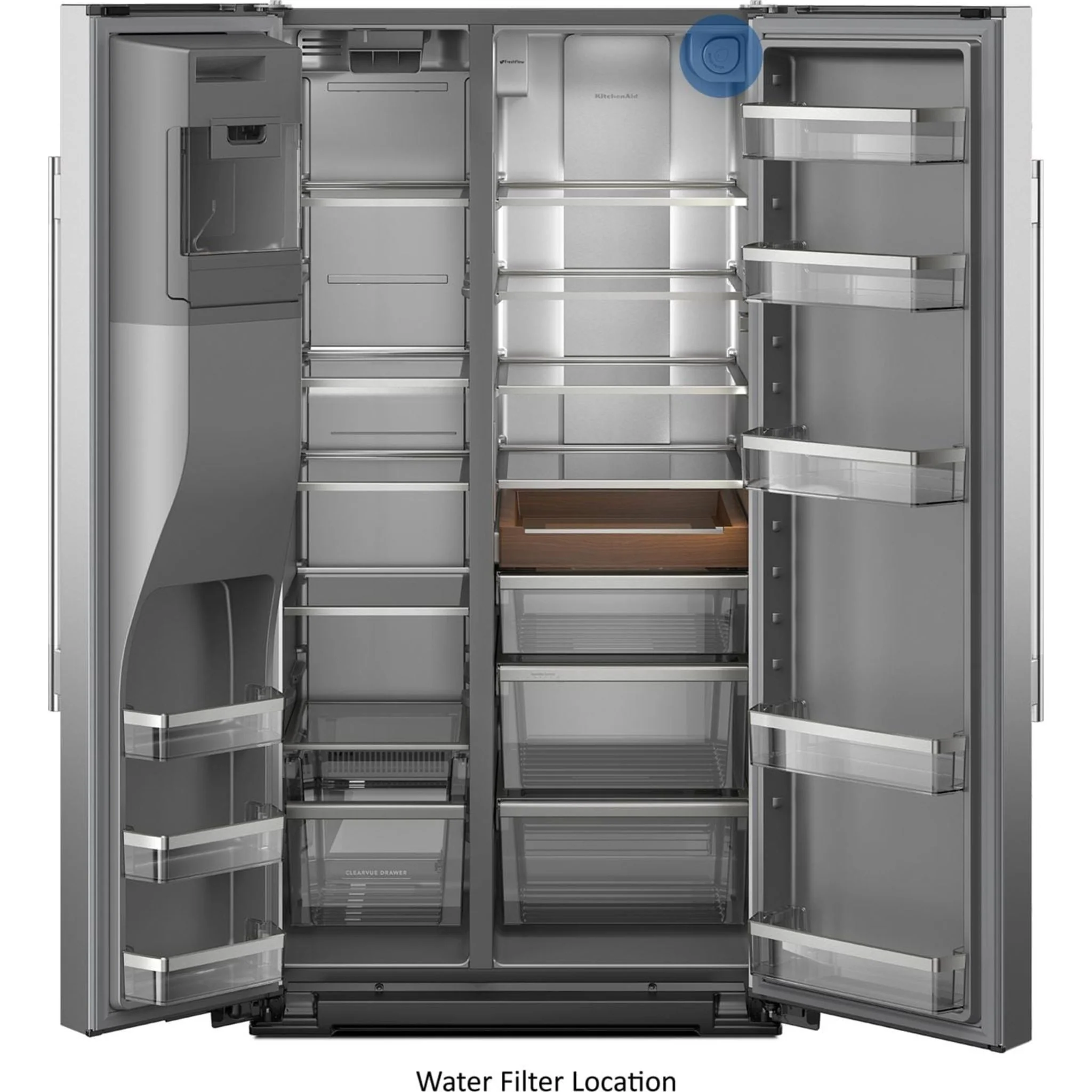 KitchenAid 20.8 Cu. Ft. Counter-Depth Side-by-Side Refrigerator with Ice & Water Dispenser - Fingerprint Resistant Stainless Steel (KRSC536RPS) - Image 6
