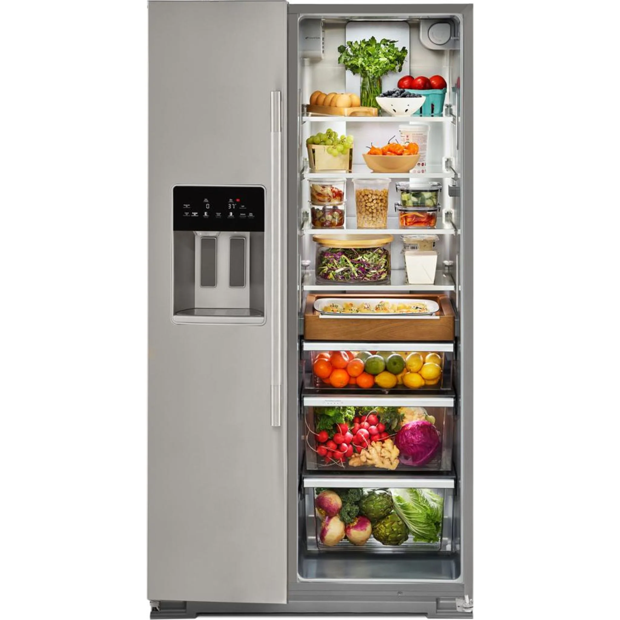 KitchenAid 20.8 Cu. Ft. Counter-Depth Side-by-Side Refrigerator with Ice & Water Dispenser - Fingerprint Resistant Stainless Steel (KRSC536RPS) - Image 8