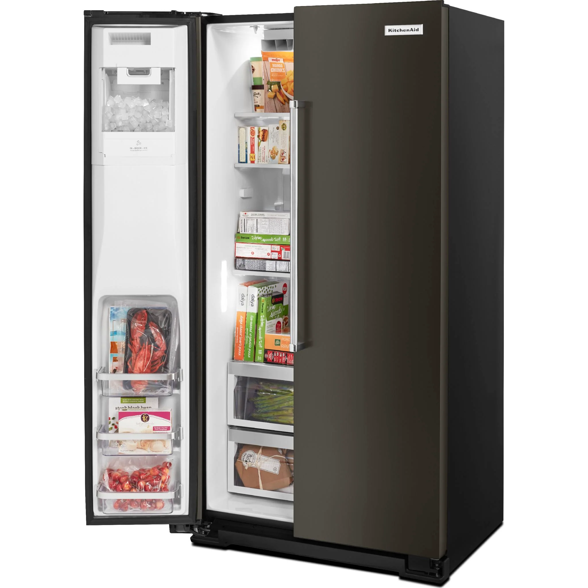 KitchenAid  22.6 cu.. ft. Counter-Depth Side-by-Side Refrigerator with Exterior Ice and Water - Black Stainless (KRSC703HBS) - Image 15