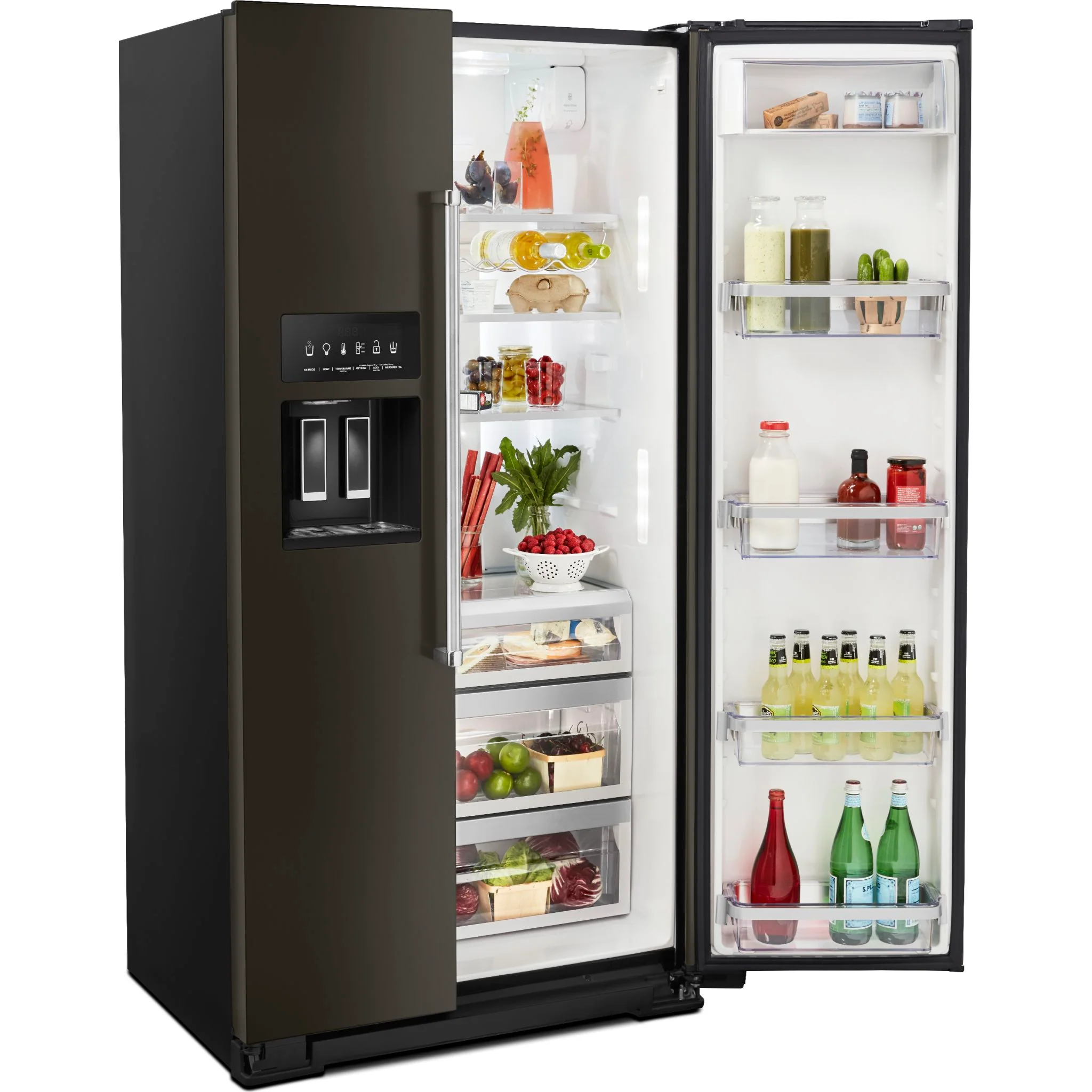 KitchenAid  22.6 cu.. ft. Counter-Depth Side-by-Side Refrigerator with Exterior Ice and Water - Black Stainless (KRSC703HBS) - Image 16