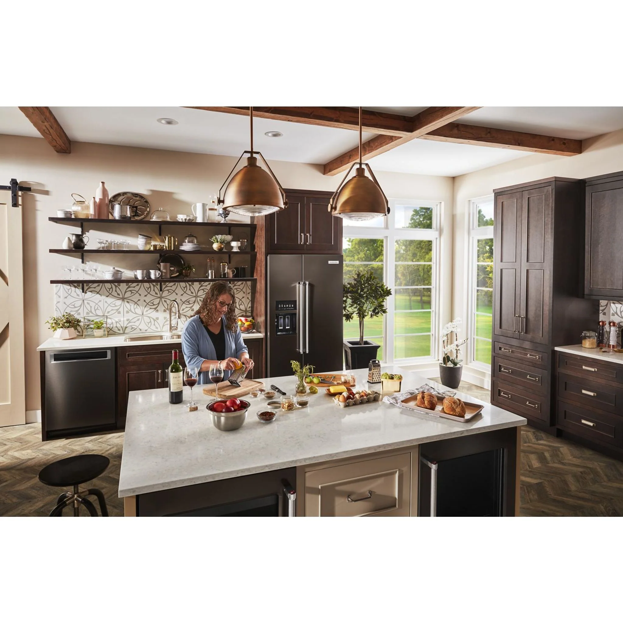 KitchenAid  22.6 cu.. ft. Counter-Depth Side-by-Side Refrigerator with Exterior Ice and Water - Black Stainless (KRSC703HBS) - Image 32