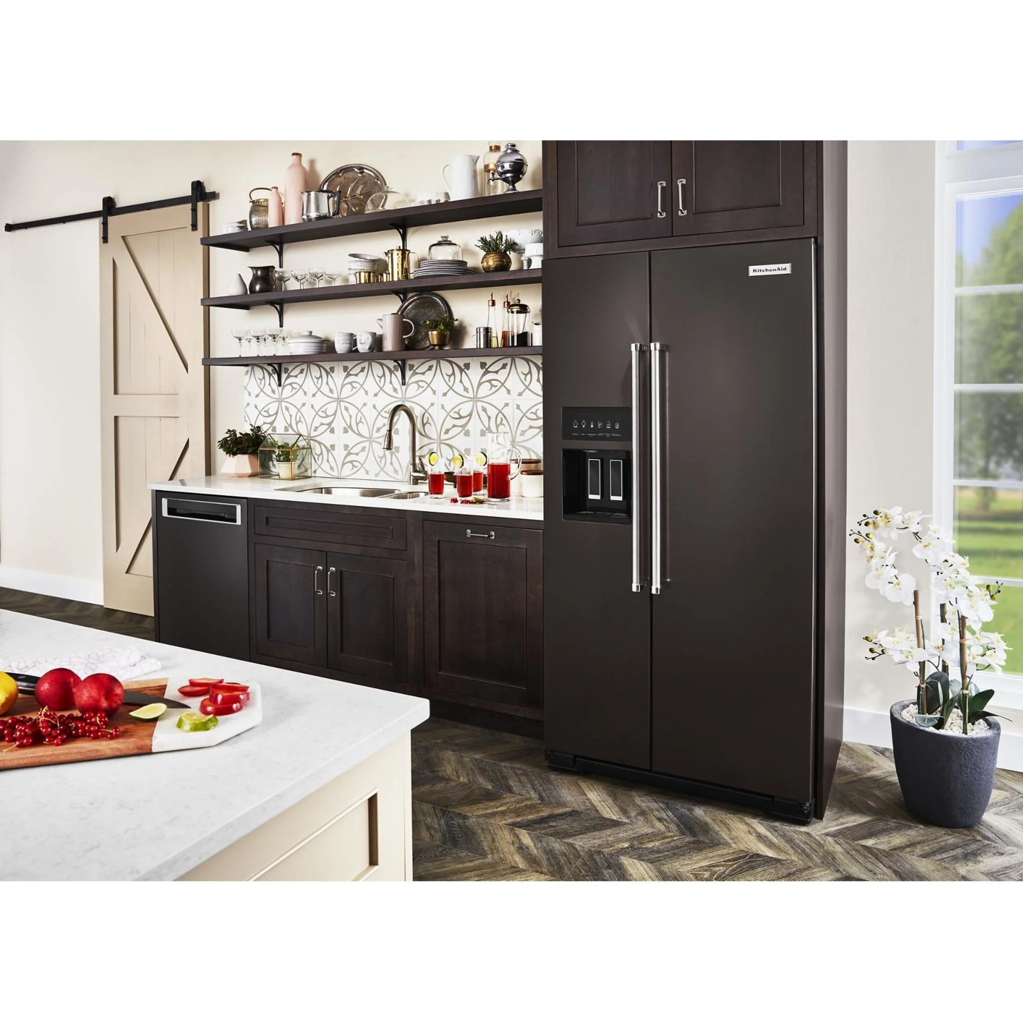 KitchenAid  22.6 cu.. ft. Counter-Depth Side-by-Side Refrigerator with Exterior Ice and Water - Black Stainless (KRSC703HBS) - Image 41
