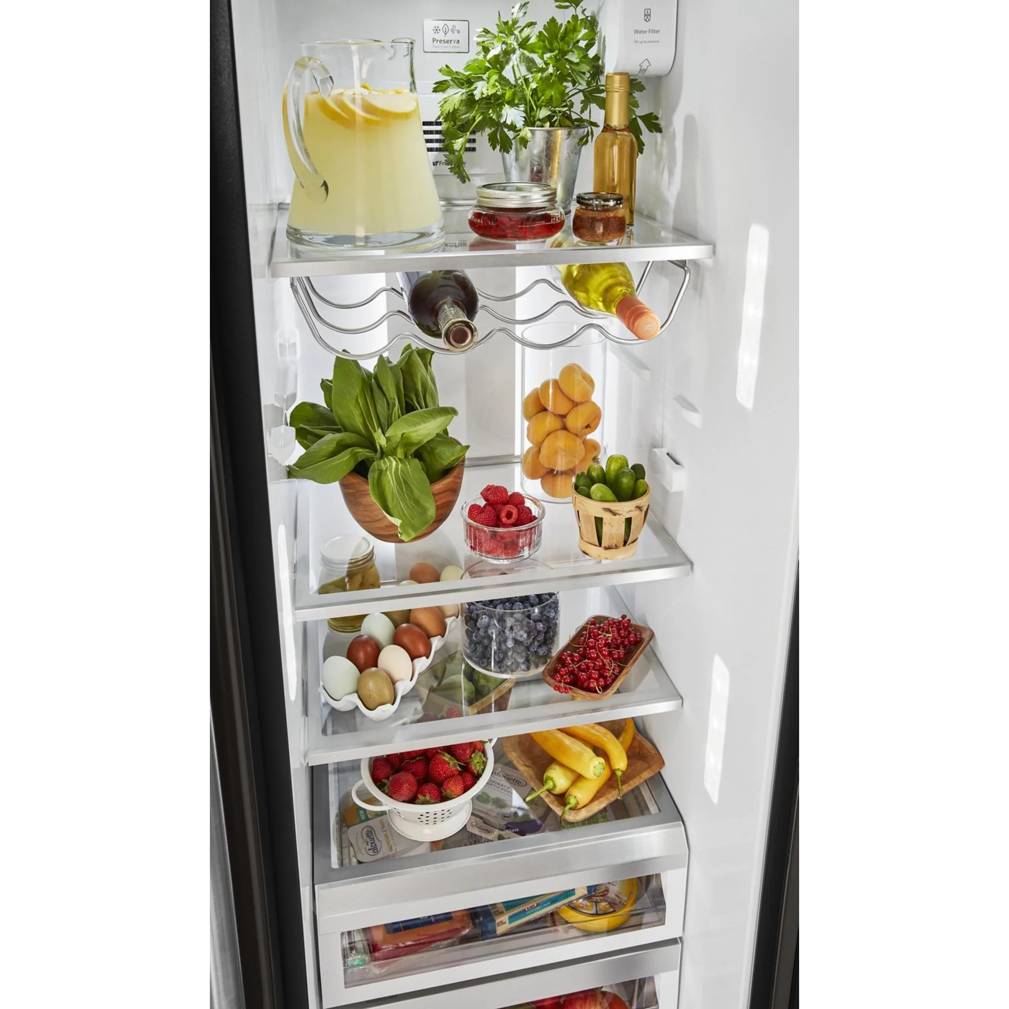 KitchenAid  22.6 cu.. ft. Counter-Depth Side-by-Side Refrigerator with Exterior Ice and Water - Black Stainless (KRSC703HBS) - Image 44