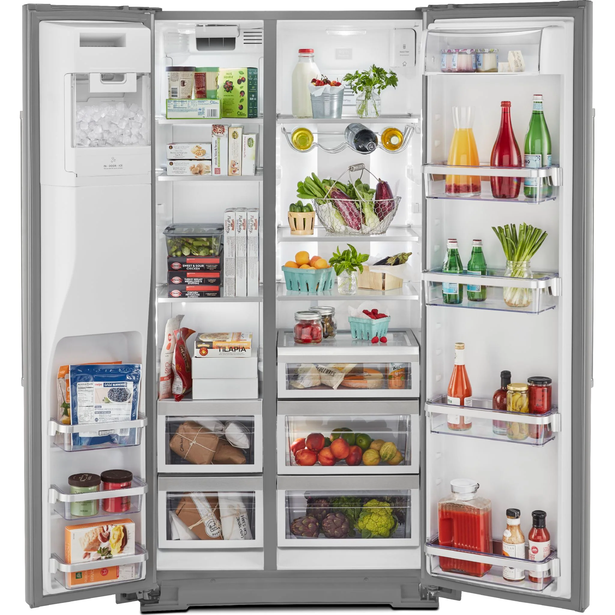 KitchenAid  22.6 cu.. ft. Counter-Depth Side-by-Side Refrigerator with Exterior Ice and Water and PrintShield finish -Stainless Steel  (KRSC703HPS) - Image 12