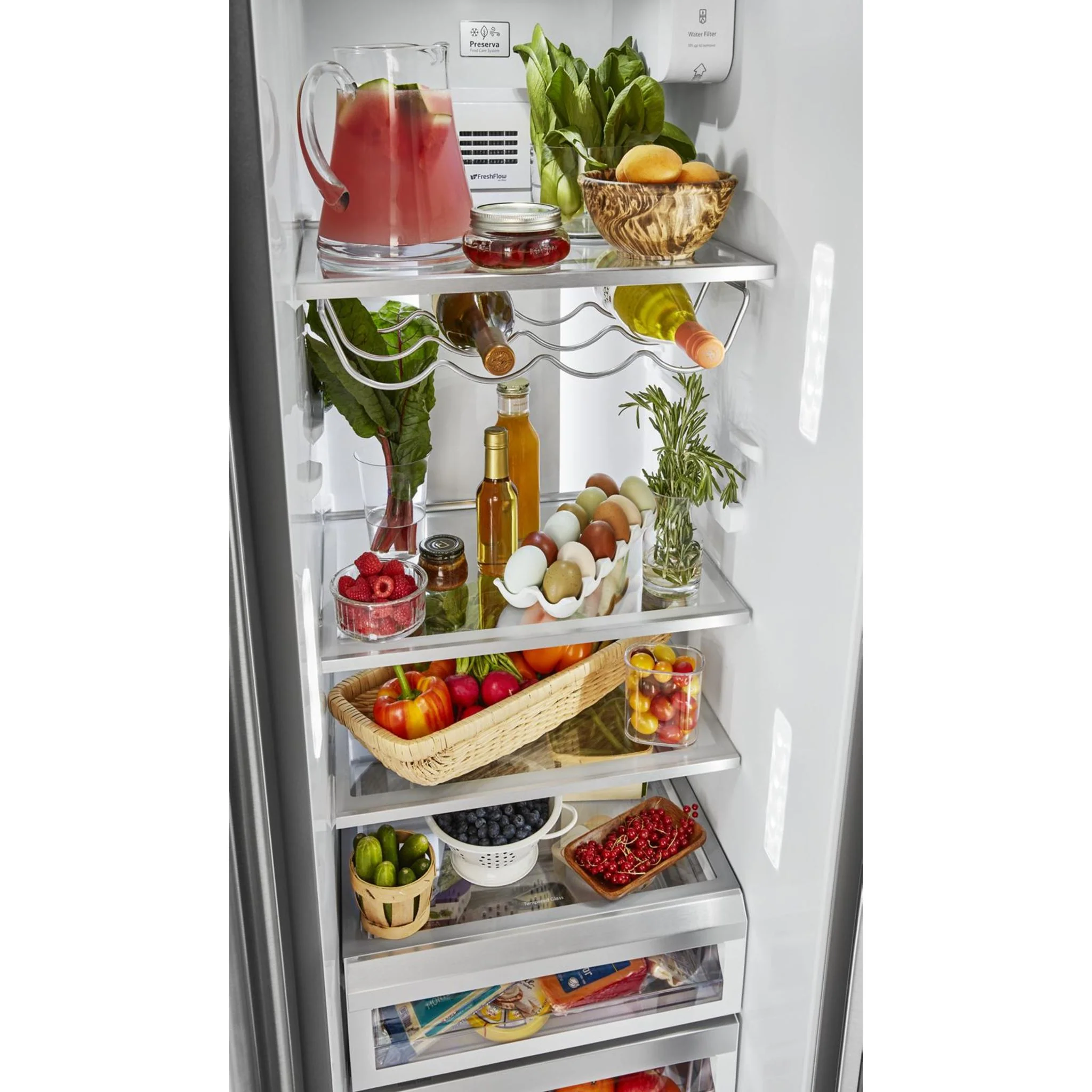 KitchenAid  22.6 cu.. ft. Counter-Depth Side-by-Side Refrigerator with Exterior Ice and Water and PrintShield finish -Stainless Steel  (KRSC703HPS) - Image 45