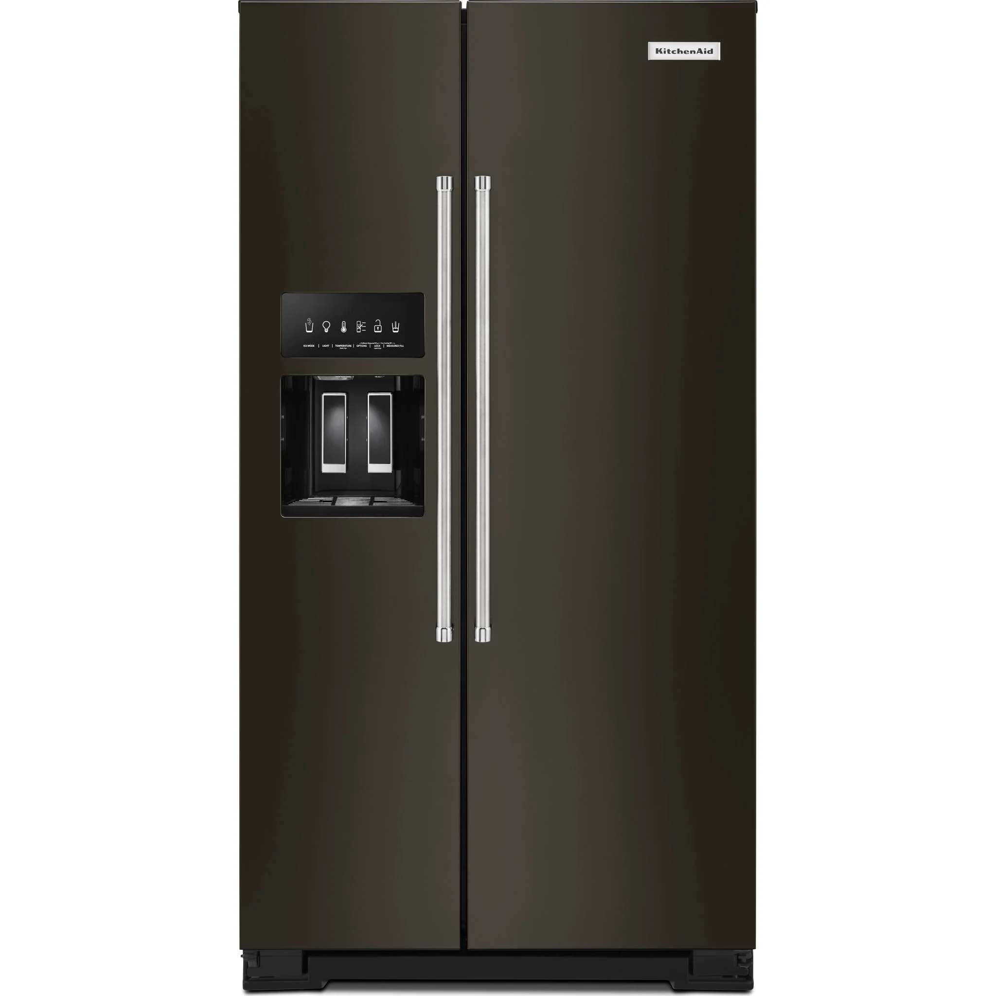 KitchenAid 24.8 cu.. ft. Side-by-Side Refrigerator with Exterior Ice and Water and PrintShield Finish - Black Stainless (KRSF705HBS)