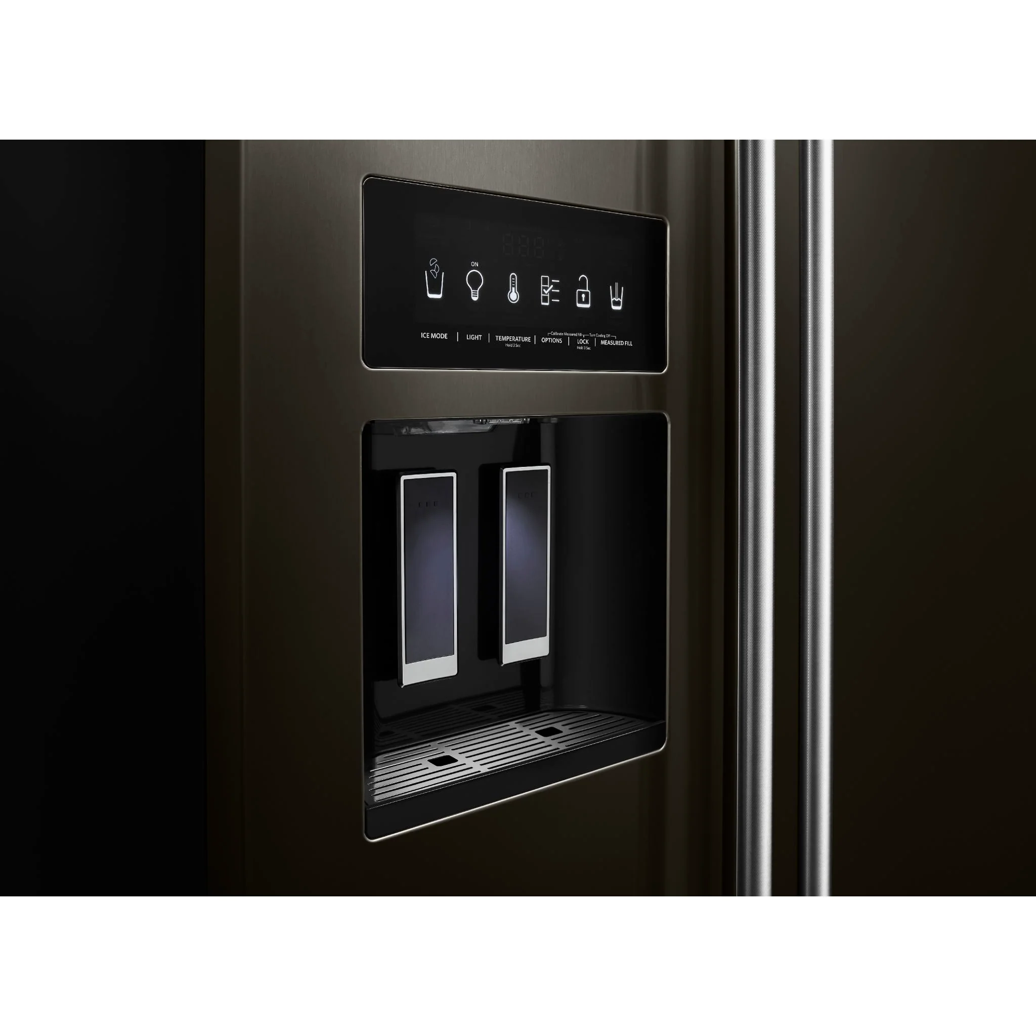KitchenAid 24.8 cu.. ft. Side-by-Side Refrigerator with Exterior Ice and Water and PrintShield Finish - Black Stainless (KRSF705HBS) - Image 11
