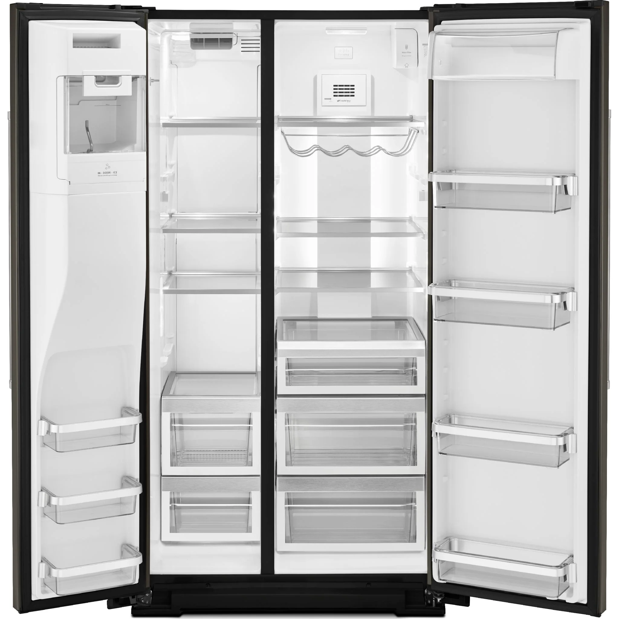 KitchenAid 24.8 cu.. ft. Side-by-Side Refrigerator with Exterior Ice and Water and PrintShield Finish - Black Stainless (KRSF705HBS) - Image 12