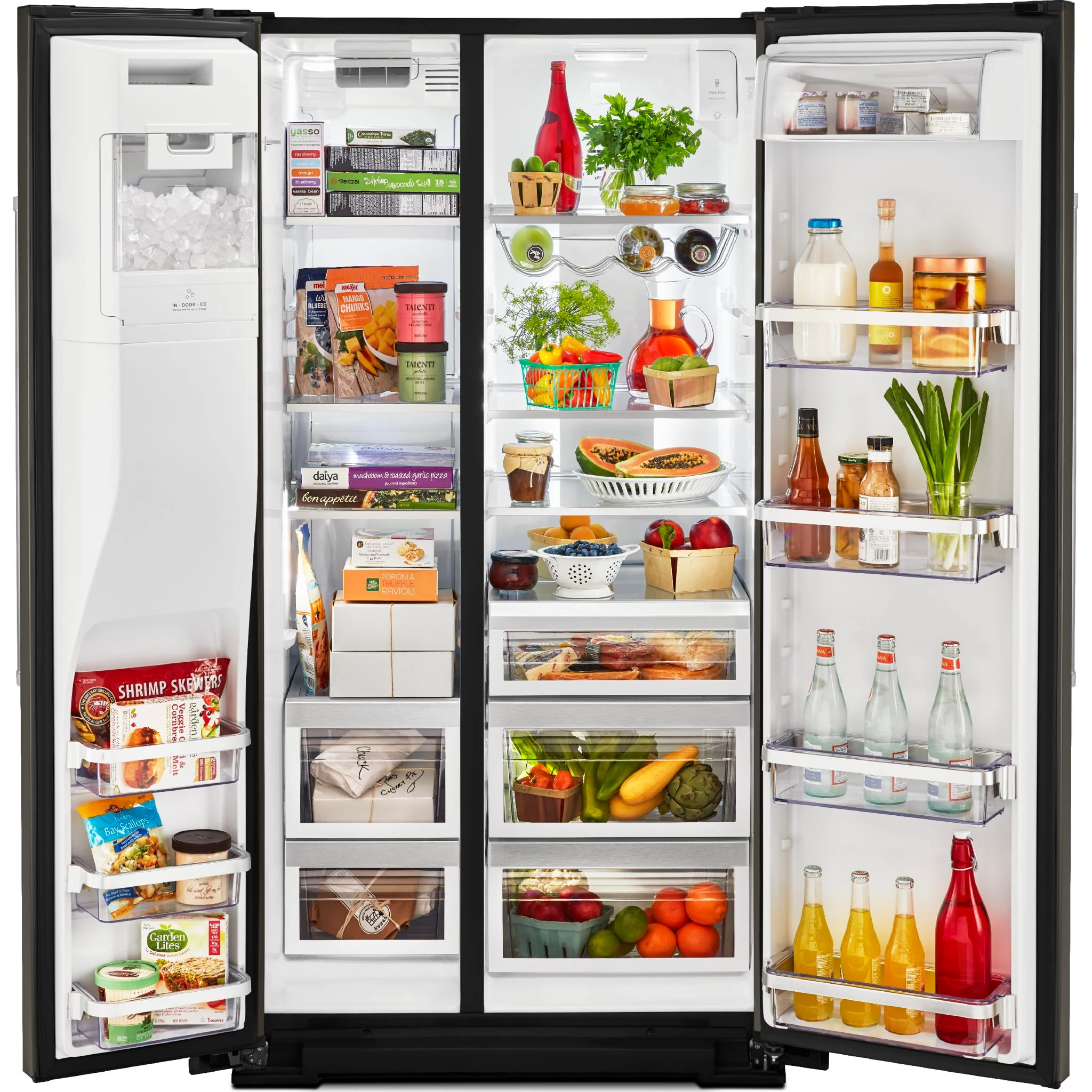KitchenAid 24.8 cu.. ft. Side-by-Side Refrigerator with Exterior Ice and Water and PrintShield Finish - Black Stainless (KRSF705HBS) - Image 13