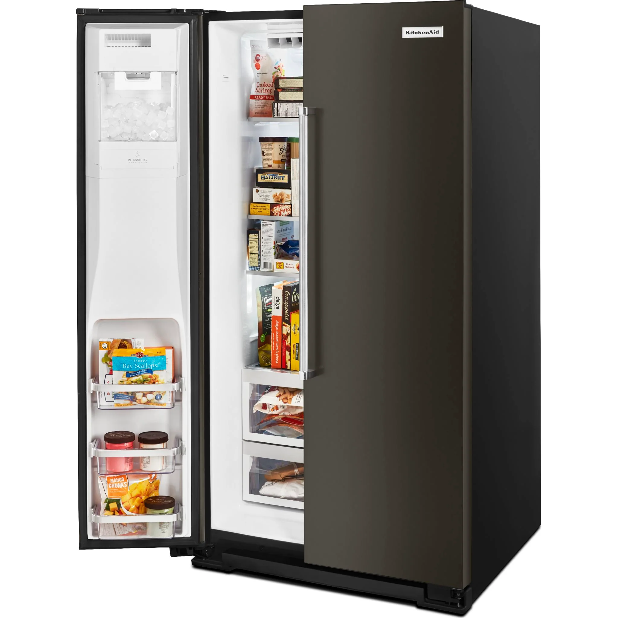 KitchenAid 24.8 cu.. ft. Side-by-Side Refrigerator with Exterior Ice and Water and PrintShield Finish - Black Stainless (KRSF705HBS) - Image 15