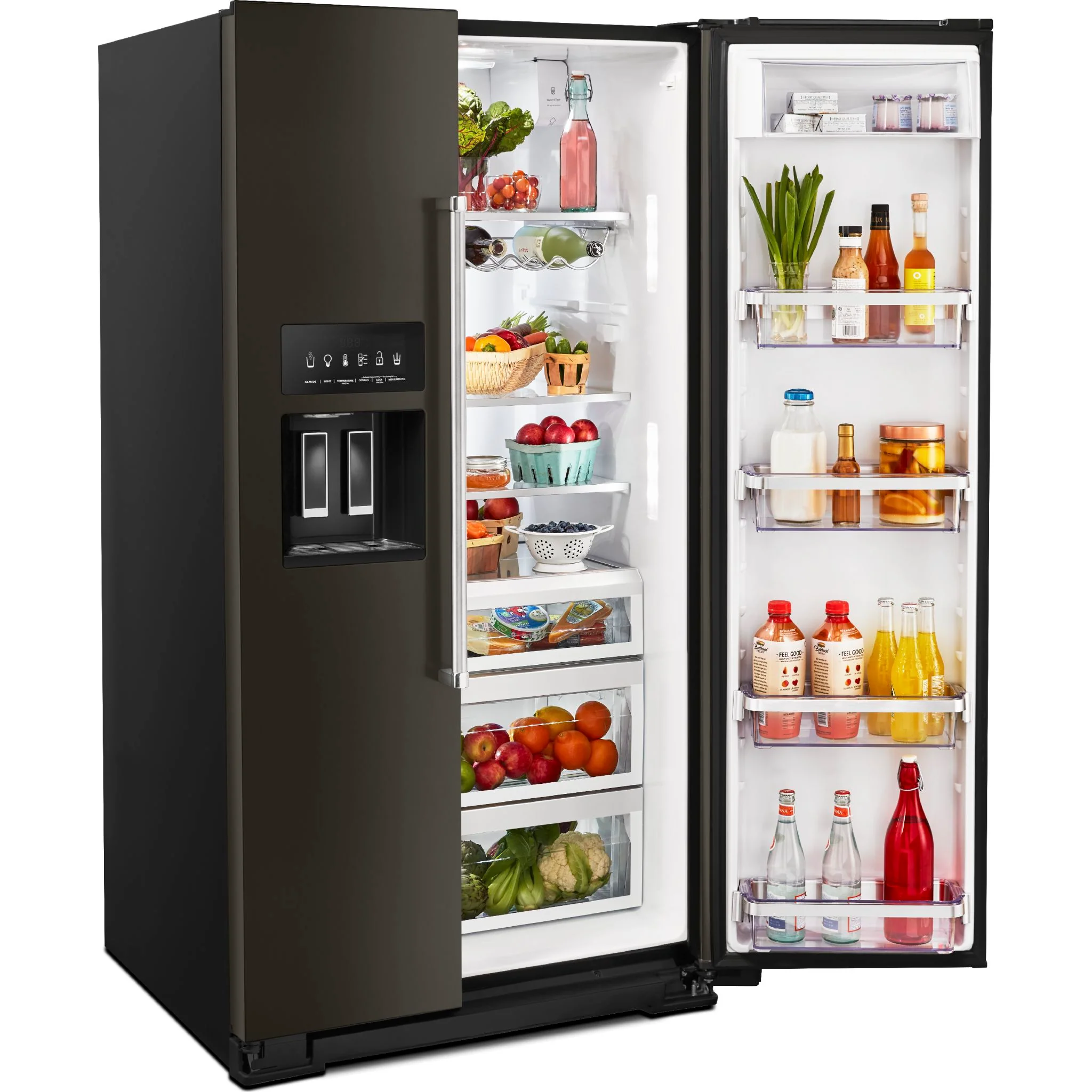 KitchenAid 24.8 cu.. ft. Side-by-Side Refrigerator with Exterior Ice and Water and PrintShield Finish - Black Stainless (KRSF705HBS) - Image 16