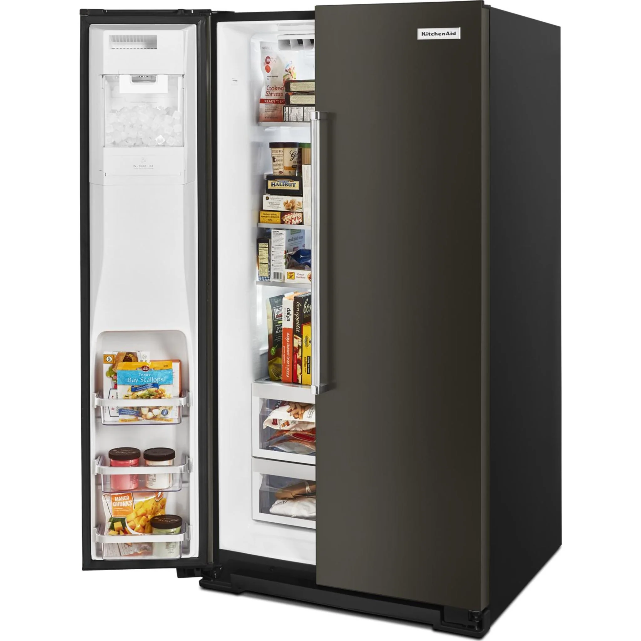 KitchenAid 24.8 cu.. ft. Side-by-Side Refrigerator with Exterior Ice and Water and PrintShield Finish - Black Stainless (KRSF705HBS) - Image 25