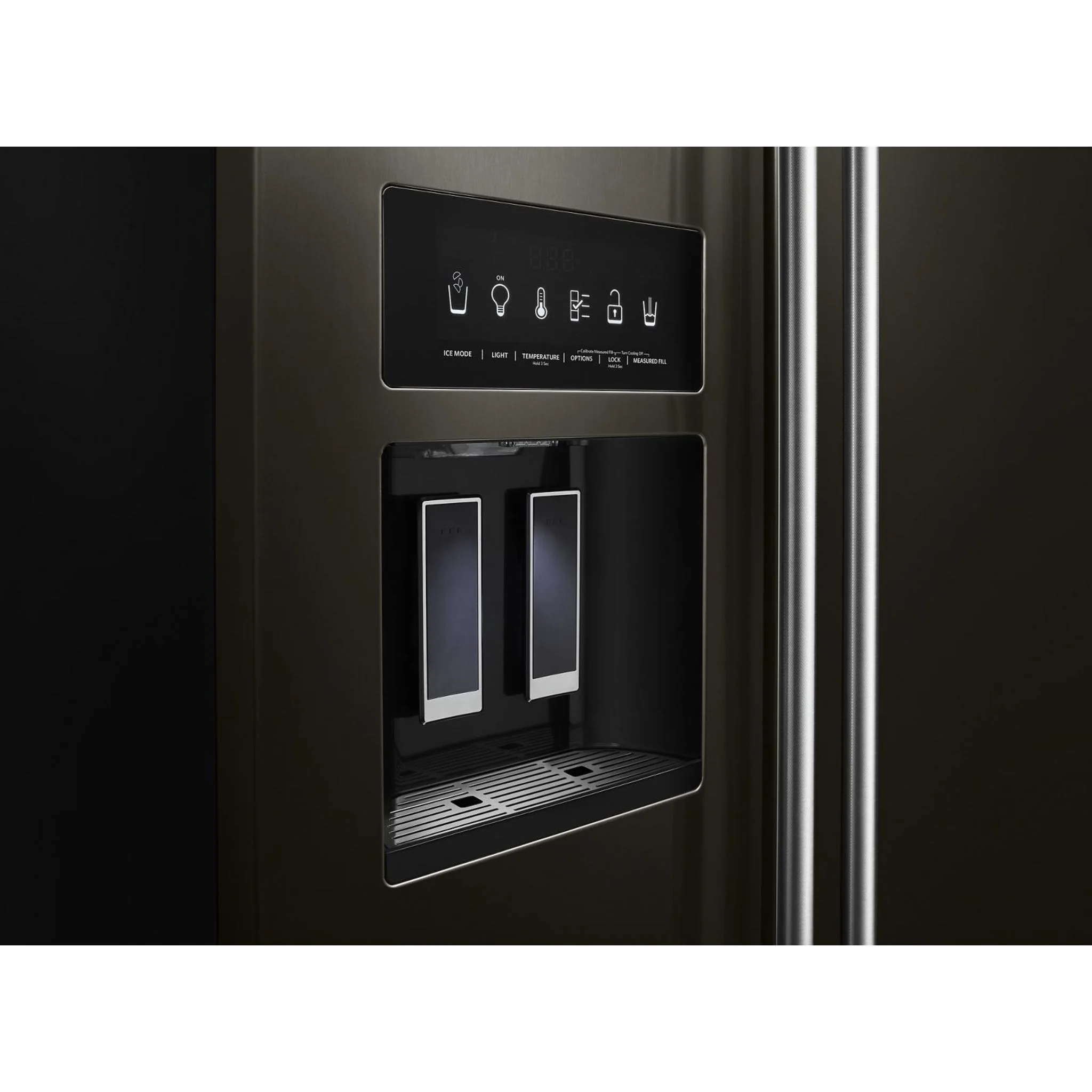 KitchenAid 24.8 cu.. ft. Side-by-Side Refrigerator with Exterior Ice and Water and PrintShield Finish - Black Stainless (KRSF705HBS) - Image 32