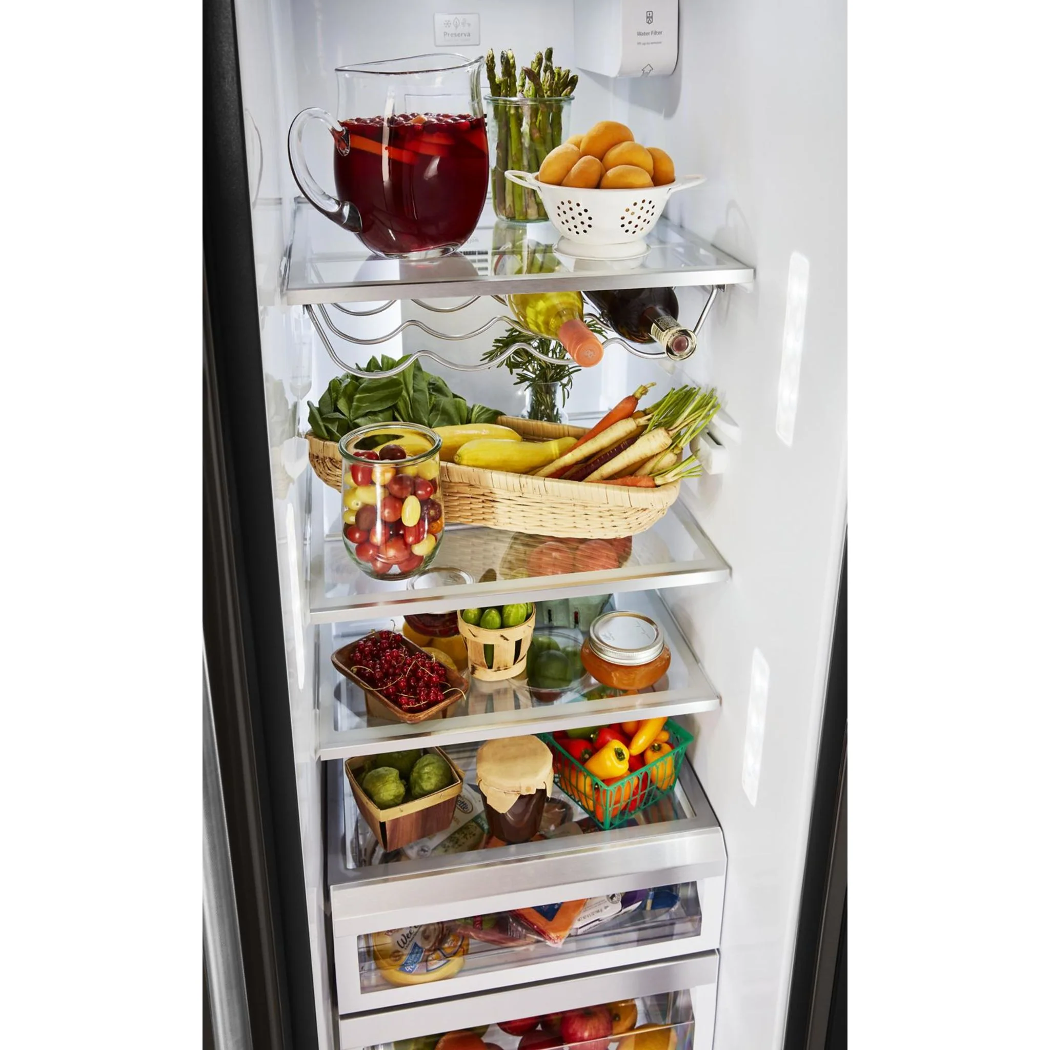 KitchenAid 24.8 cu.. ft. Side-by-Side Refrigerator with Exterior Ice and Water and PrintShield Finish - Black Stainless (KRSF705HBS) - Image 38