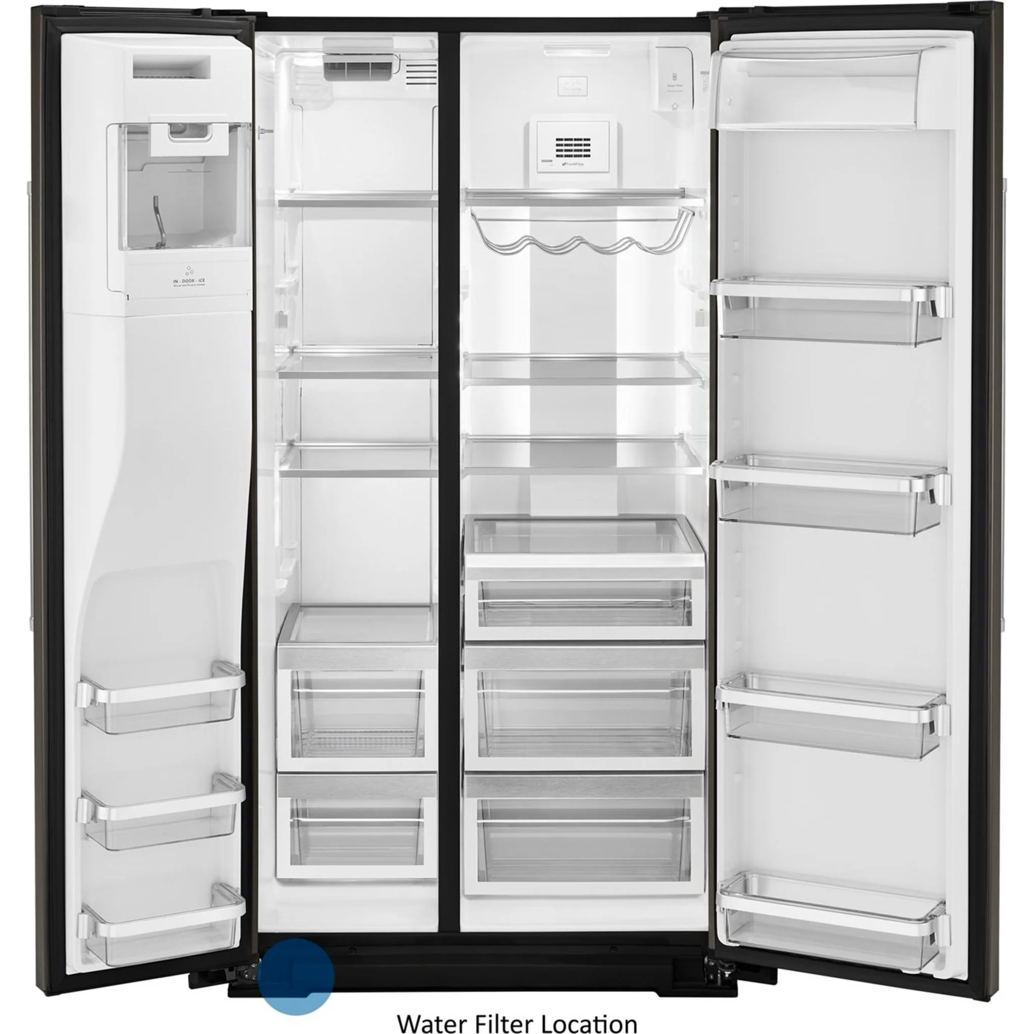 KitchenAid 24.8 cu.. ft. Side-by-Side Refrigerator with Exterior Ice and Water and PrintShield Finish - Black Stainless (KRSF705HBS) - Image 46