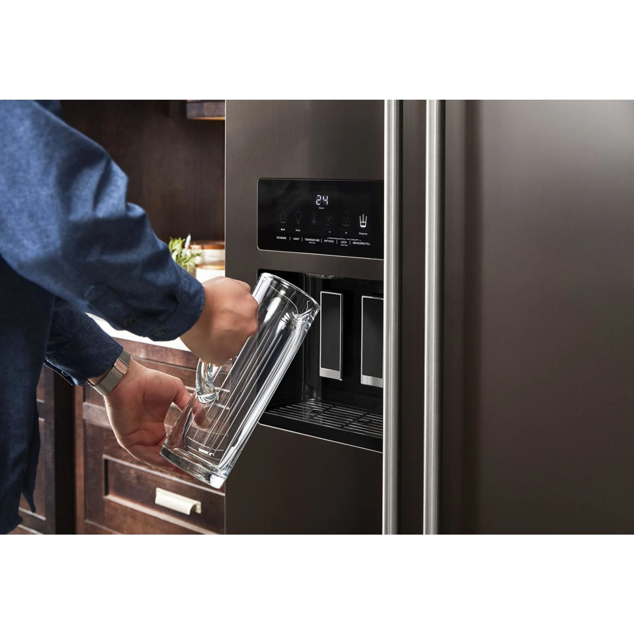 KitchenAid 24.8 cu.. ft. Side-by-Side Refrigerator with Exterior Ice and Water and PrintShield Finish - Black Stainless (KRSF705HBS) - Image 47