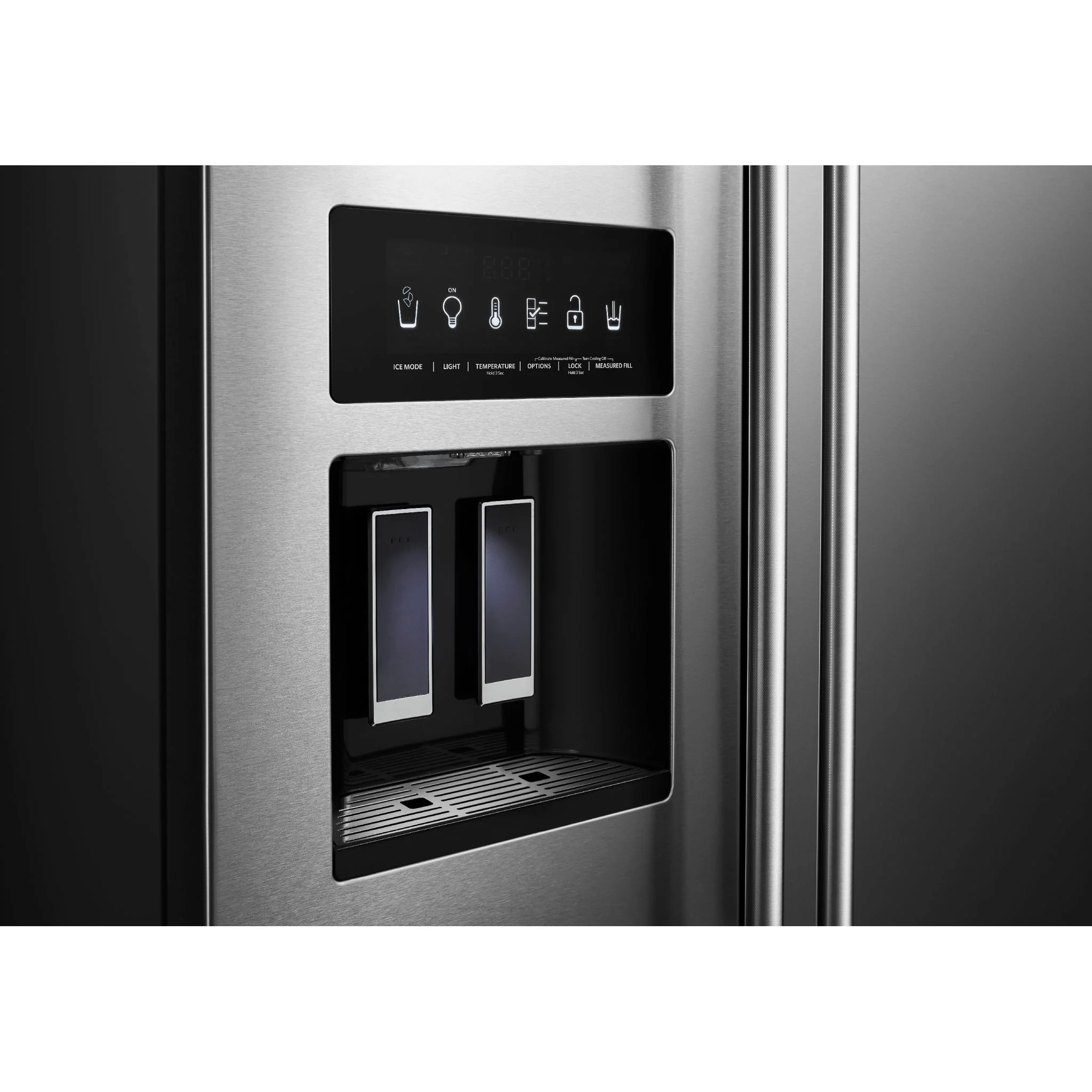KitchenAid  24.8 cu.. ft. Side-by-Side Refrigerator with Exterior Ice and Water and PrintShield finish - Stainless Steel (KRSF705HPS) - Image 10