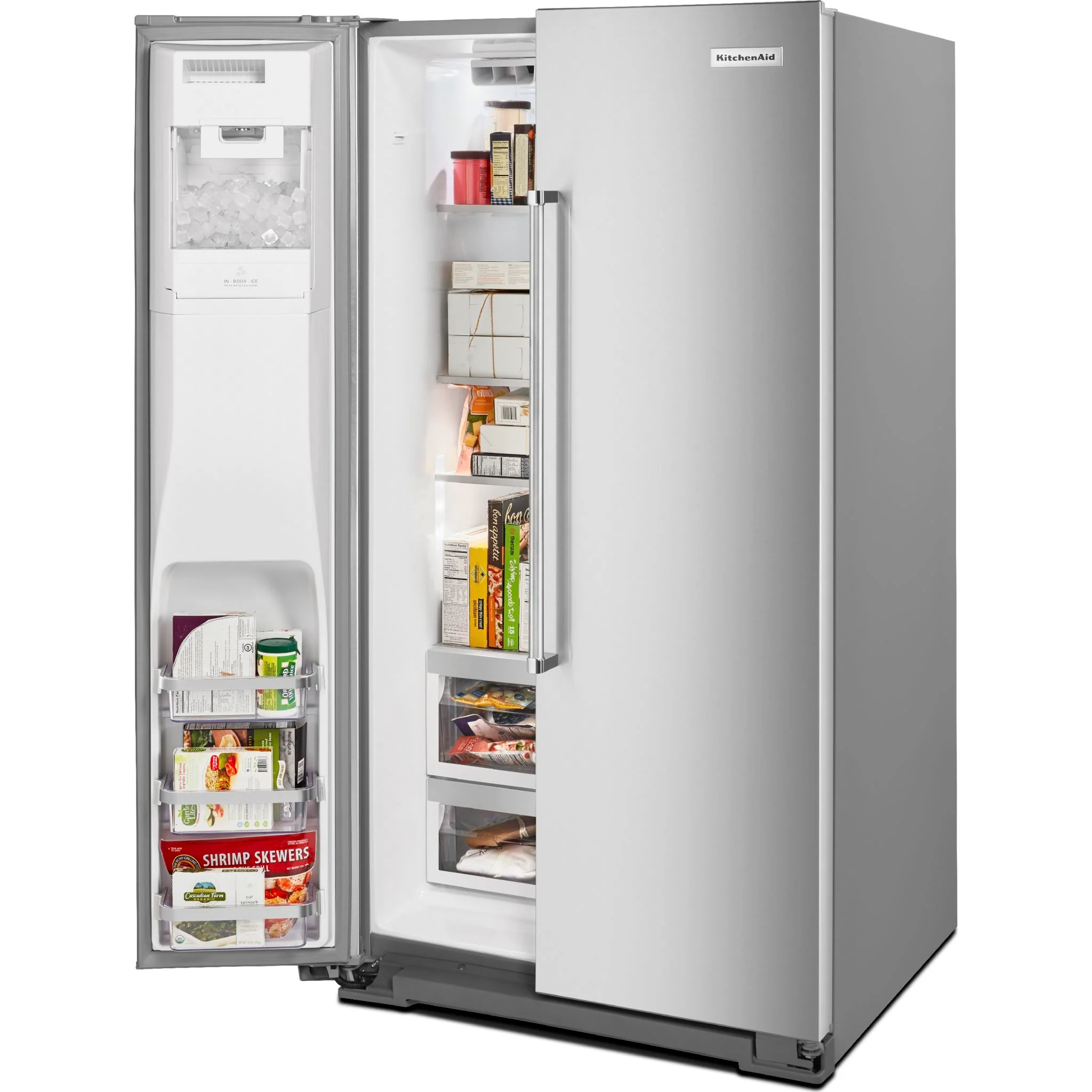 KitchenAid  24.8 cu.. ft. Side-by-Side Refrigerator with Exterior Ice and Water and PrintShield finish - Stainless Steel (KRSF705HPS) - Image 13