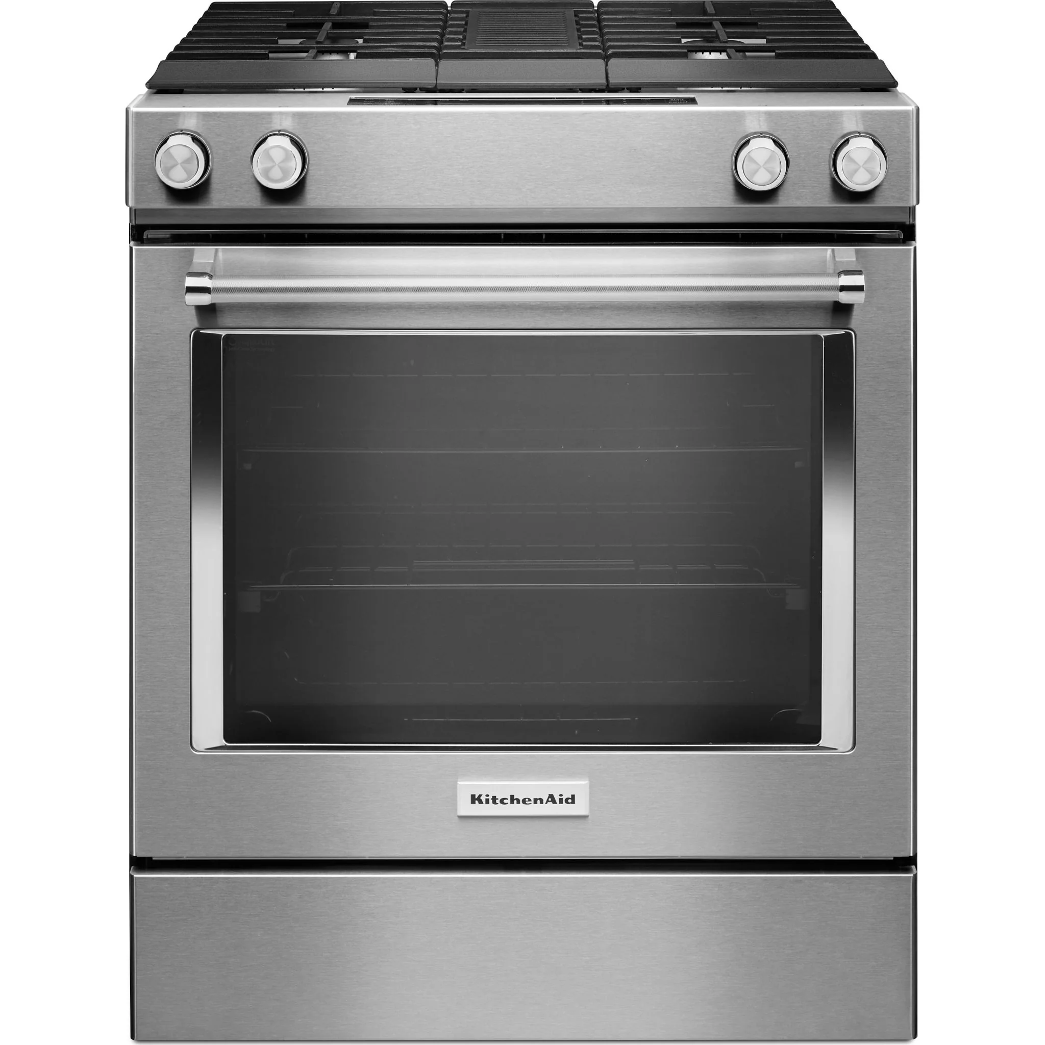 KitchenAid 30-Inch 4-Burner Dual Fuel Downdraft Front Control Range -Stainless Steel (KSDG950ESS)