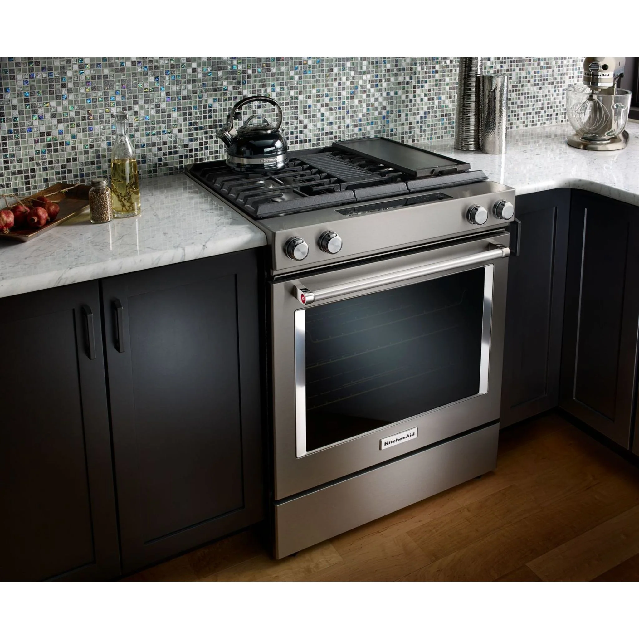 KitchenAid 30-Inch 4-Burner Dual Fuel Downdraft Front Control Range -Stainless Steel (KSDG950ESS) - Image 15