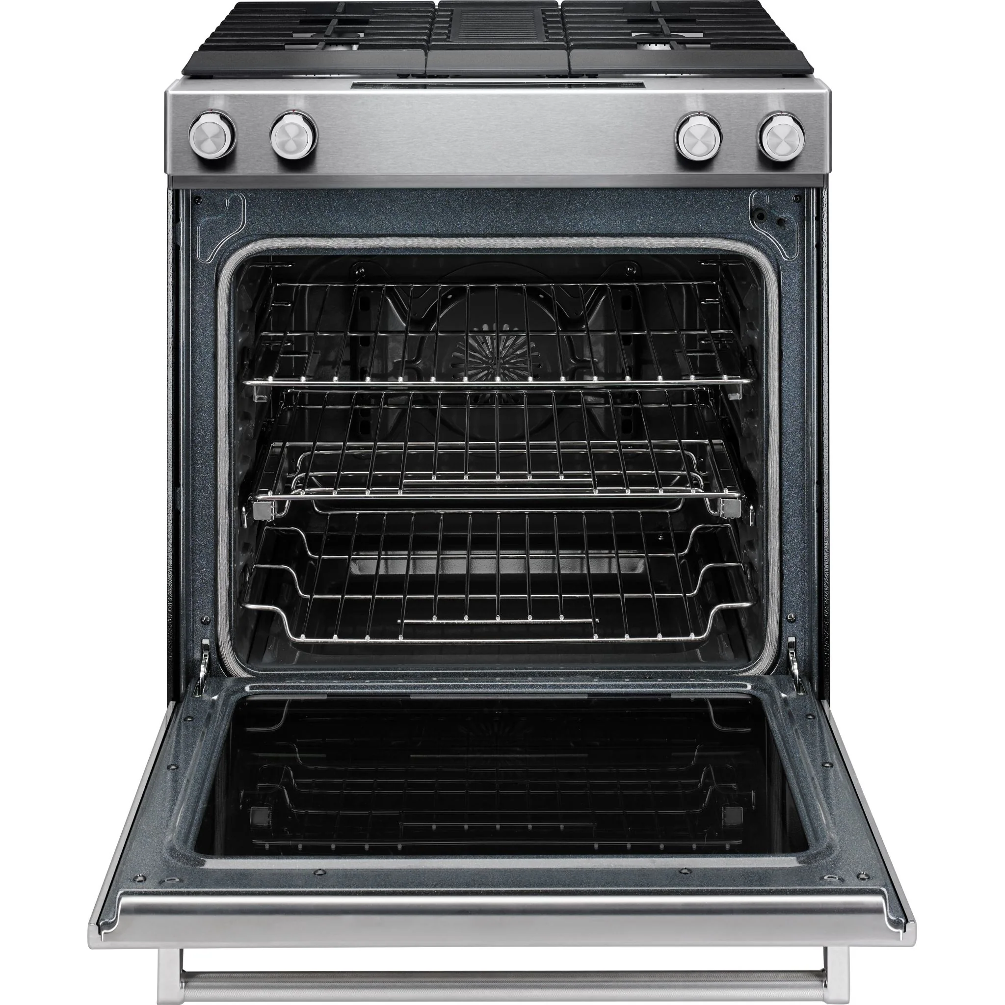KitchenAid 30-Inch 4-Burner Dual Fuel Downdraft Front Control Range -Stainless Steel (KSDG950ESS) - Image 2