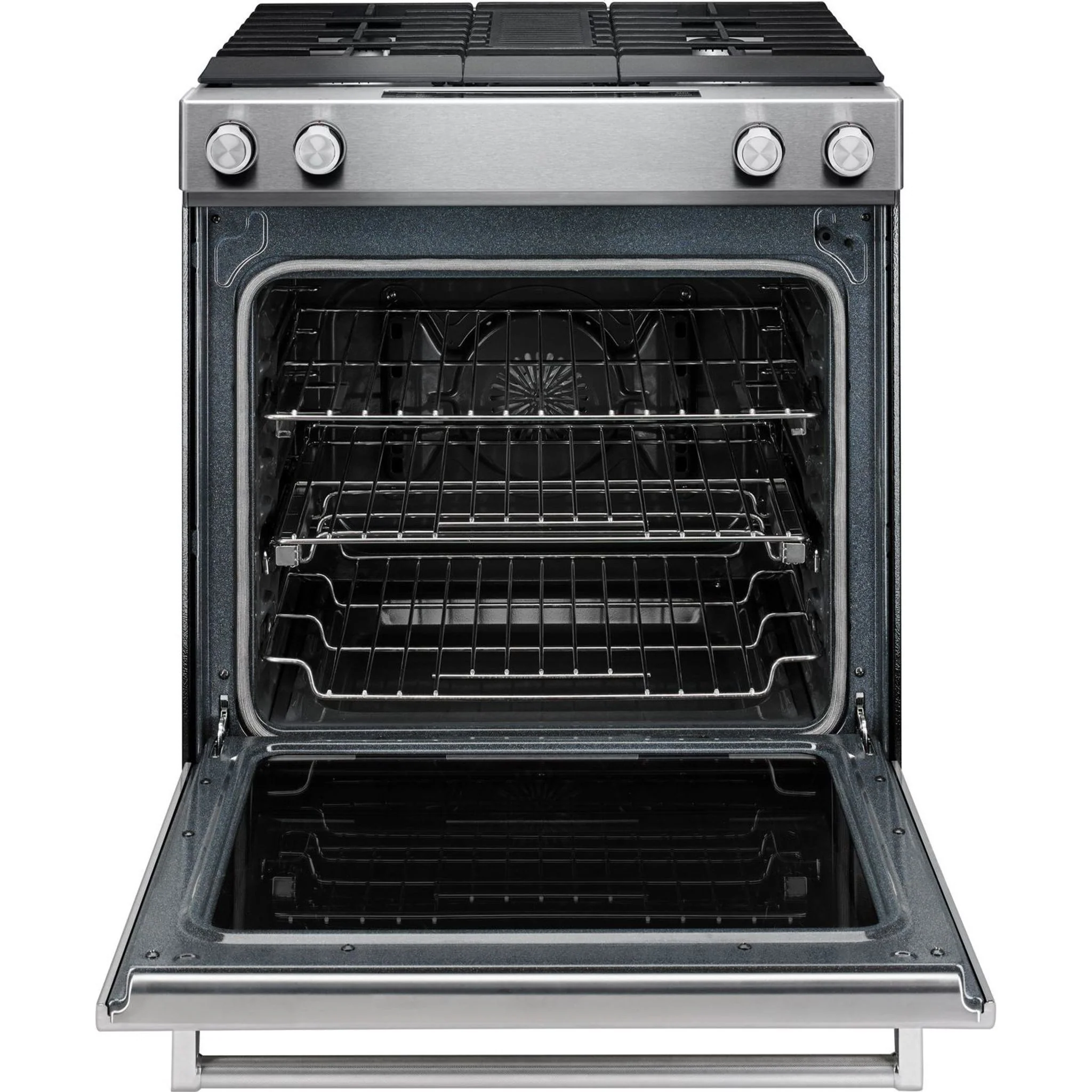 KitchenAid 30-Inch 4-Burner Dual Fuel Downdraft Front Control Range -Stainless Steel (KSDG950ESS) - Image 20