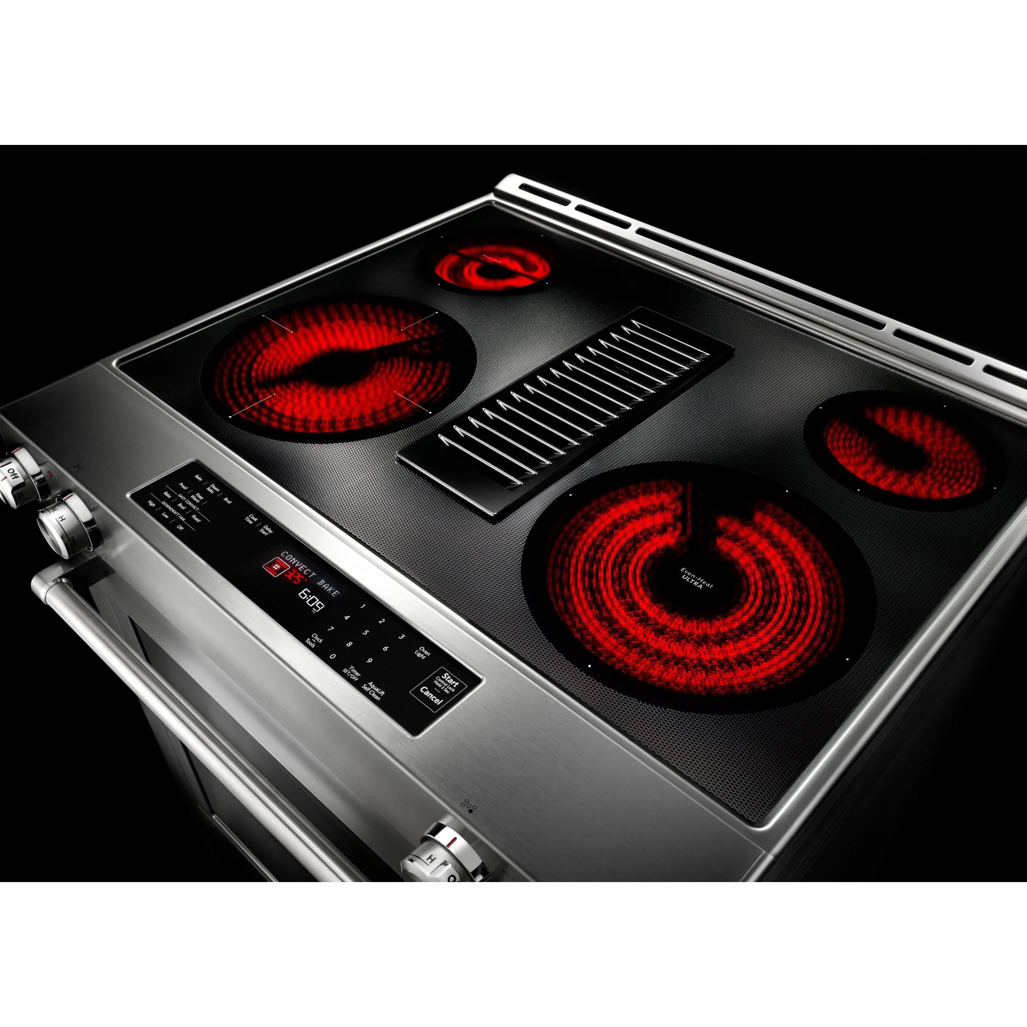 KitchenAid 30-Inch 4-Element Electric Downdraft Front Control Range -Stainless Steel (KSEG950ESS) - Image 4