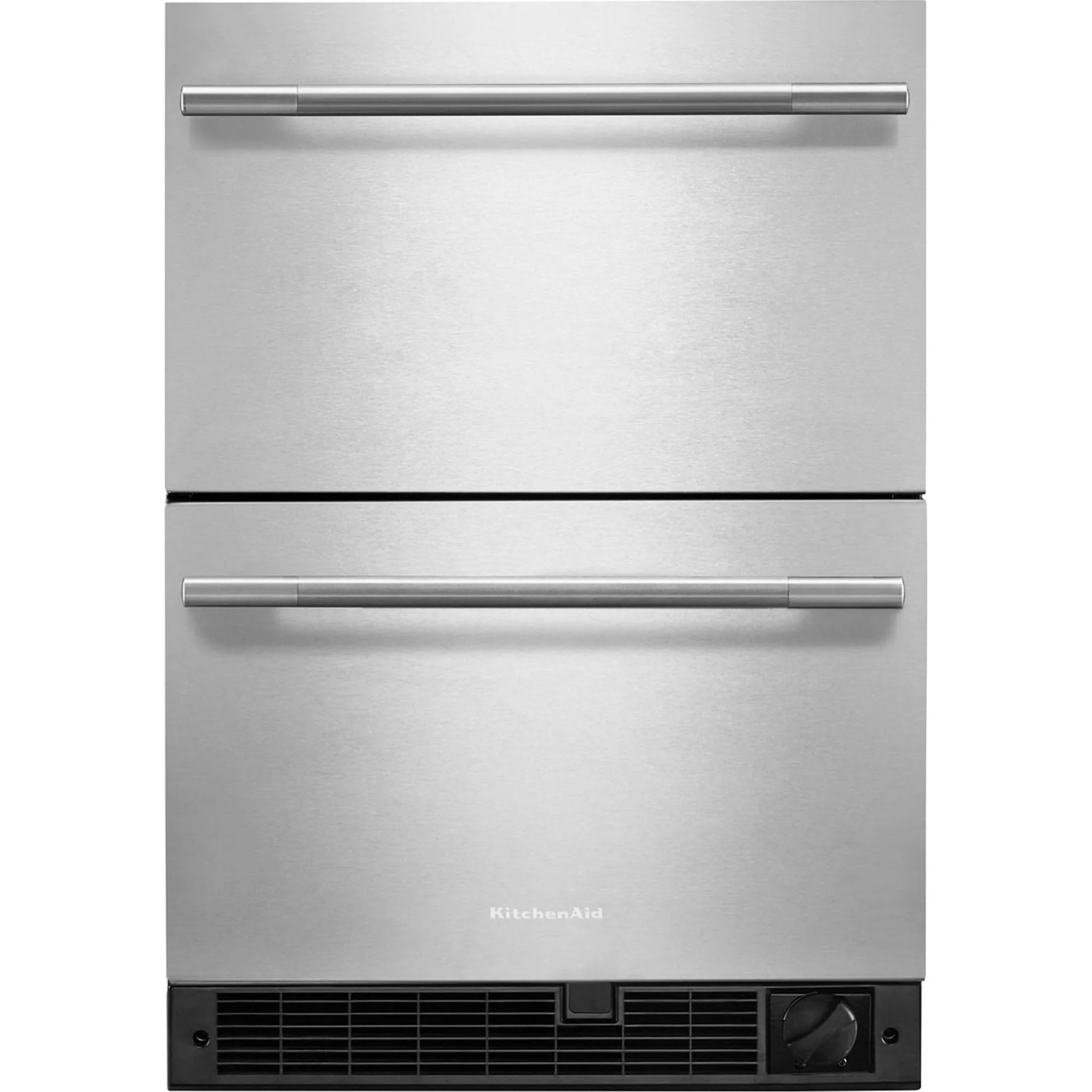 KitchenAid 24" Stainless Steel Undercounter Double-Drawer Refrigerator/Freezer - Black Cabinet/Stainless Doors (KUCT524SSB)