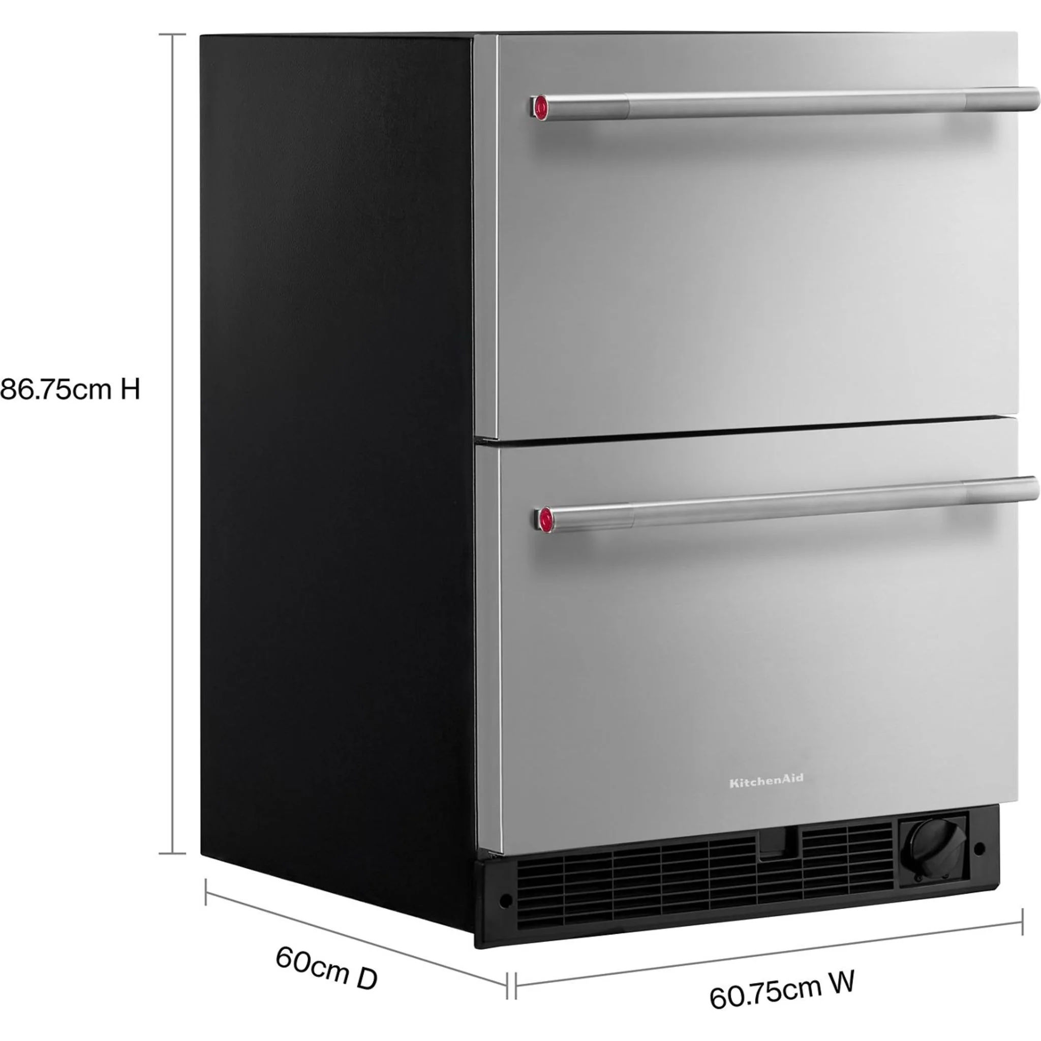 KitchenAid 24" Stainless Steel Undercounter Double-Drawer Refrigerator/Freezer - Black Cabinet/Stainless Doors (KUCT524SSB) - Image 5