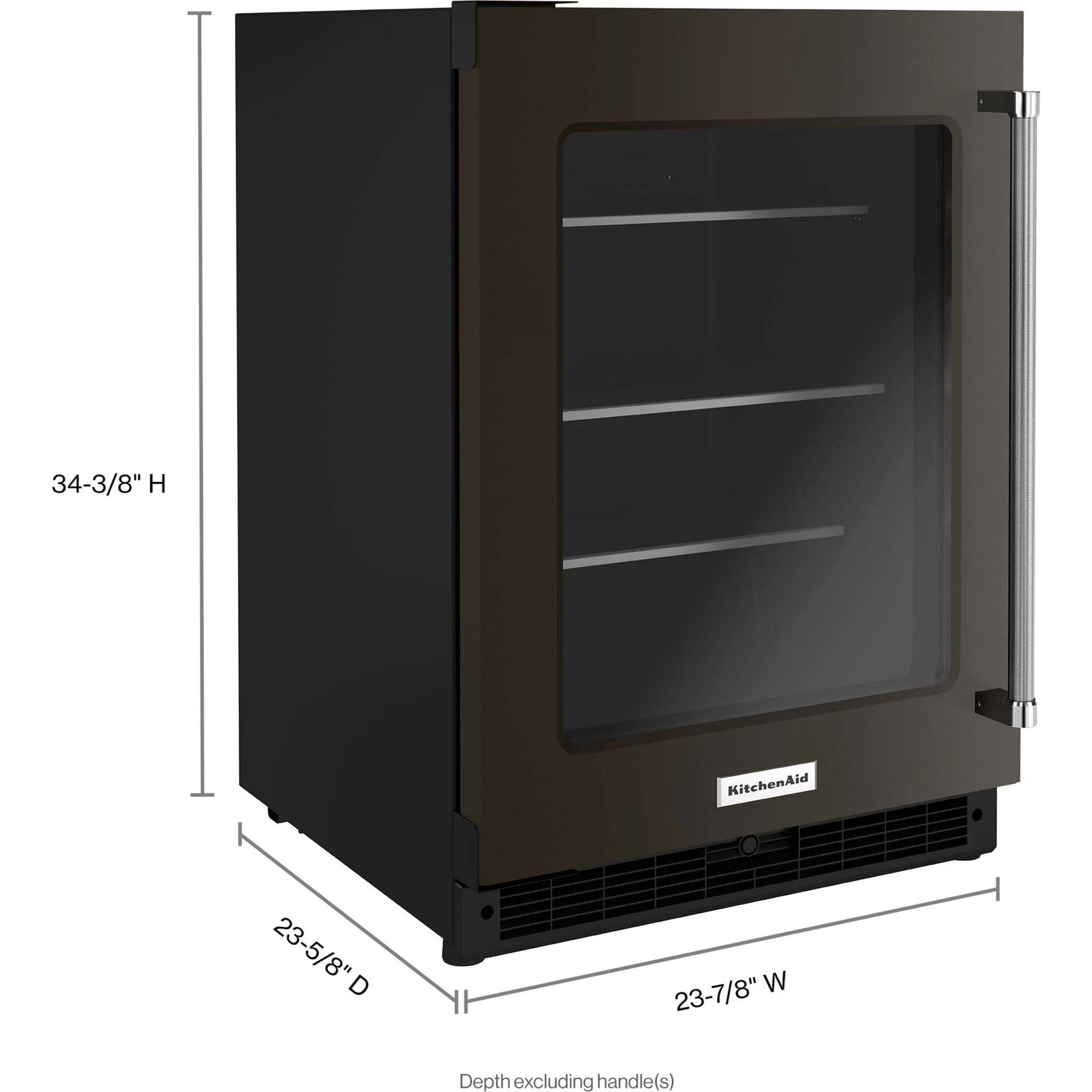 KitchenAid 24" Undercounter Refrigerator with Glass Door and Shelves with Metallic Accentsand with PrintShieldFinish -Black Stainless (KURL314KBS) - Image 2