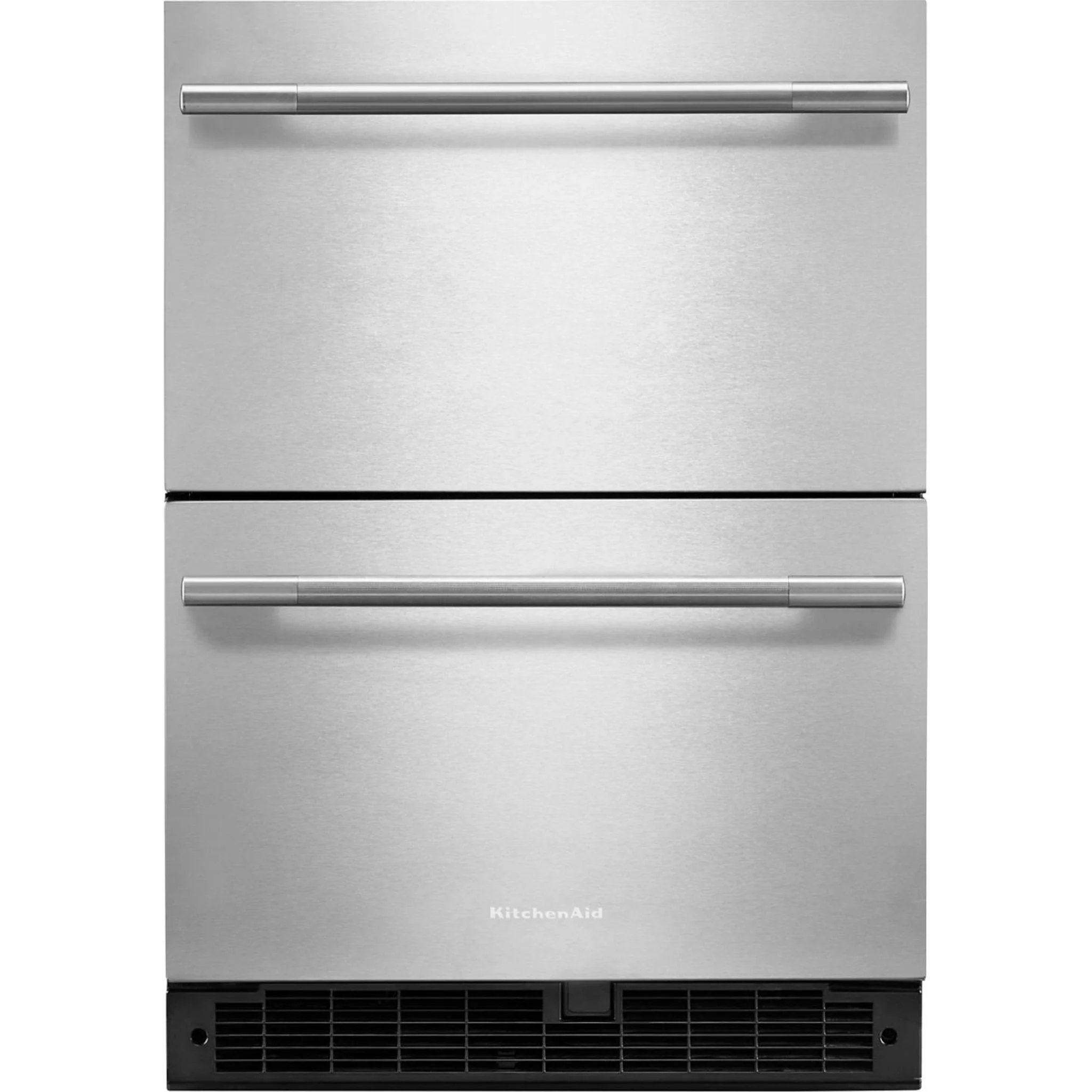 KitchenAid 24" Stainless Steel Undercounter Double-Drawer Refrigerator - Black Cabinet/Stainless Doors (KURT524SSB)